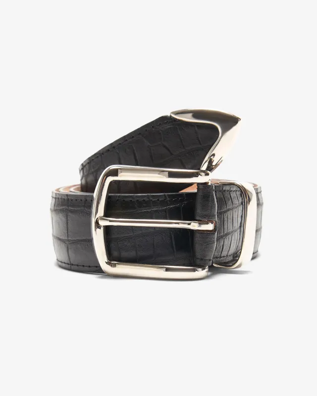 Croc Embossed Metal Tip Belt sold by Noah NYC
