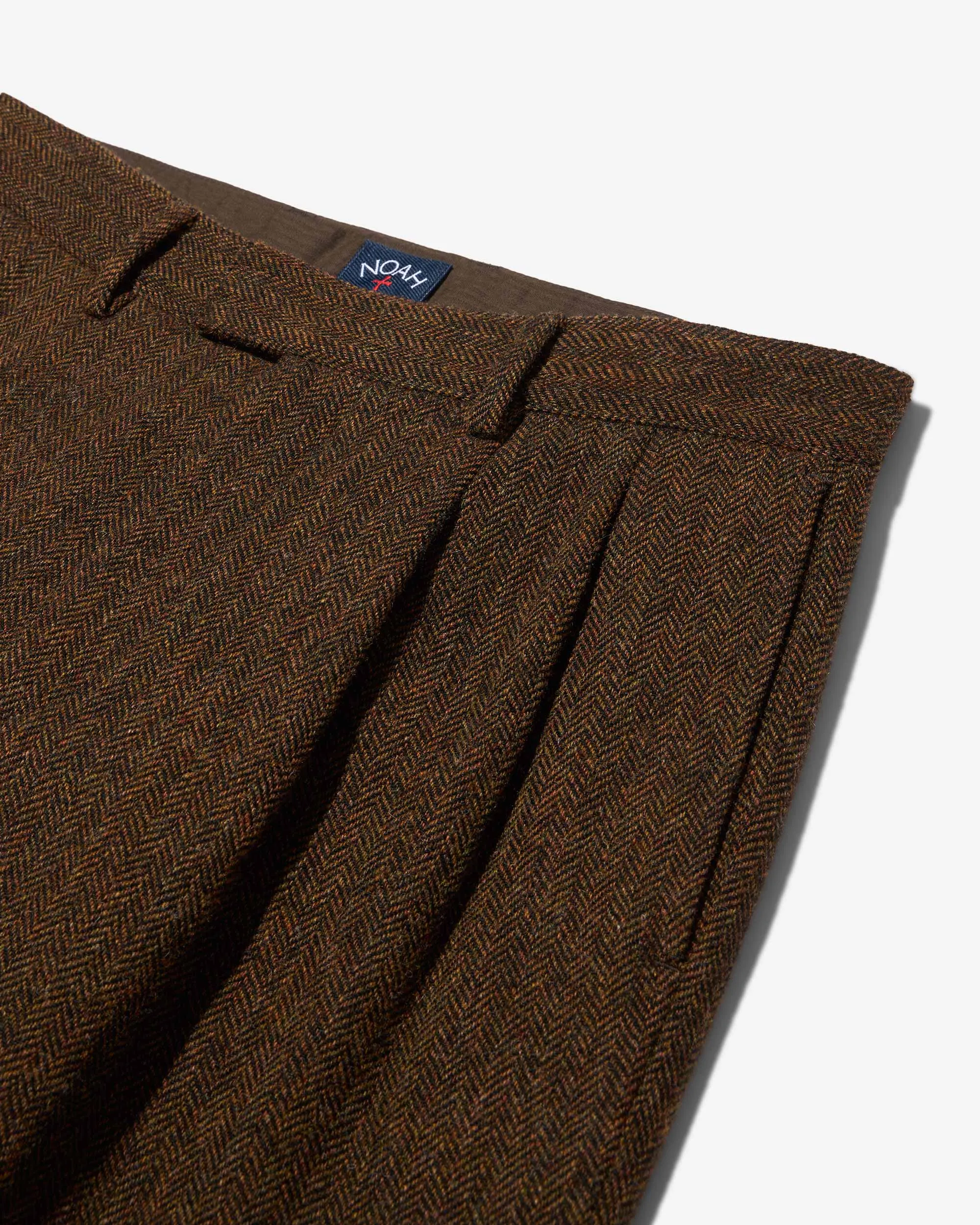 Double-Pleat Wool Herringbone Trousers sold by Noah NYC product image thumbnail 3