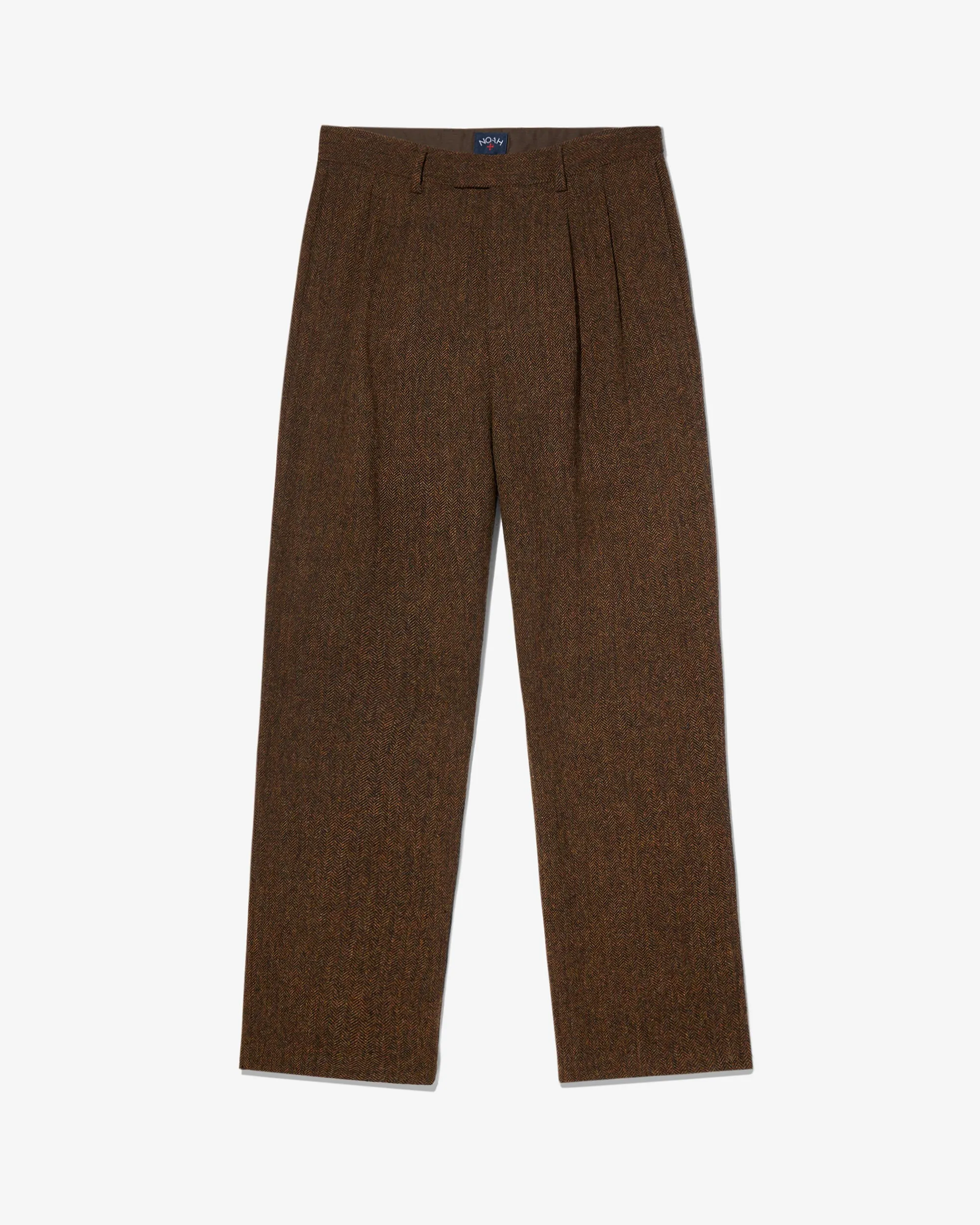 Double-Pleat Wool Herringbone Trousers sold by Noah NYC