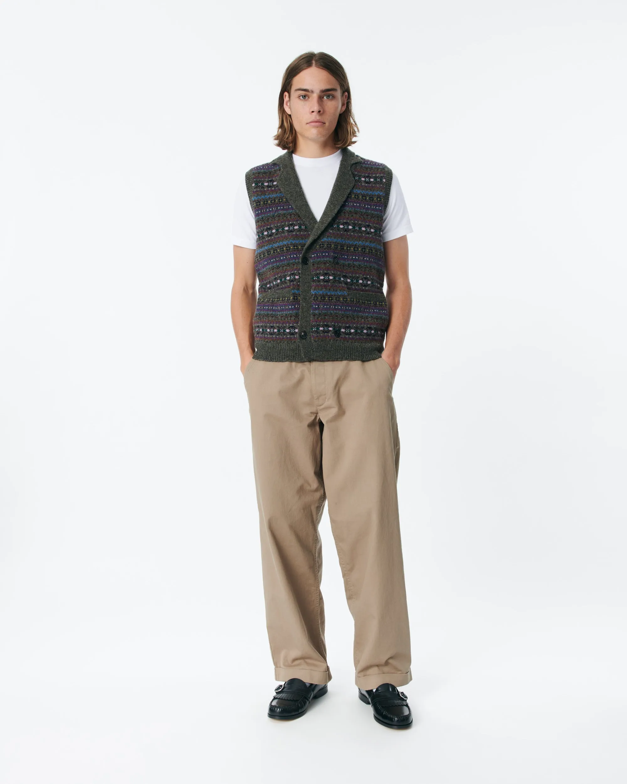 Fair Isle Double-Breasted Shetland Sweater Vest sold by Noah NYC product image thumbnail 5