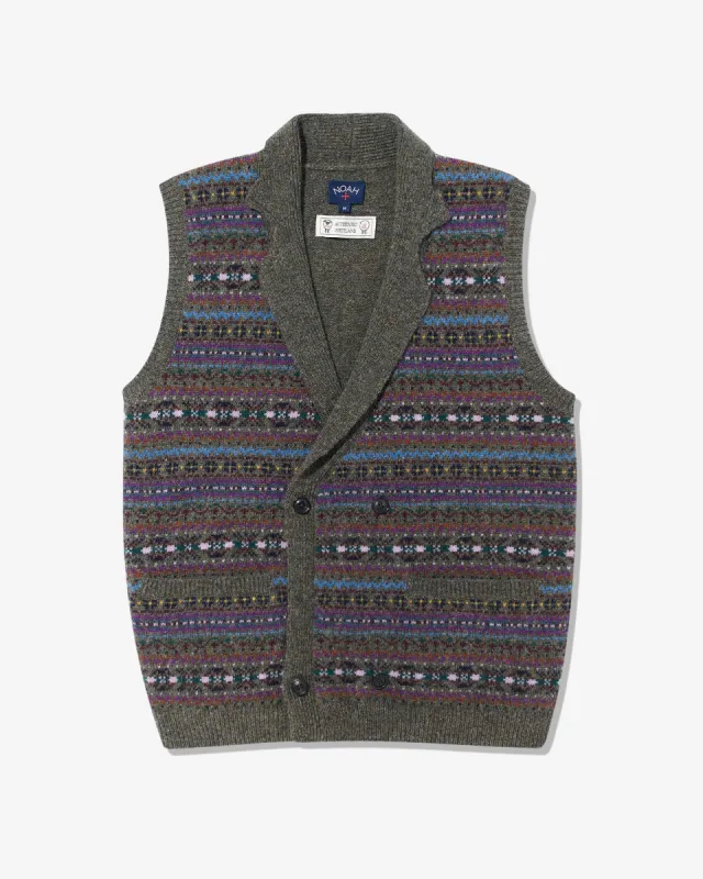 Fair Isle Double-Breasted Shetland Sweater Vest sold by Noah NYC