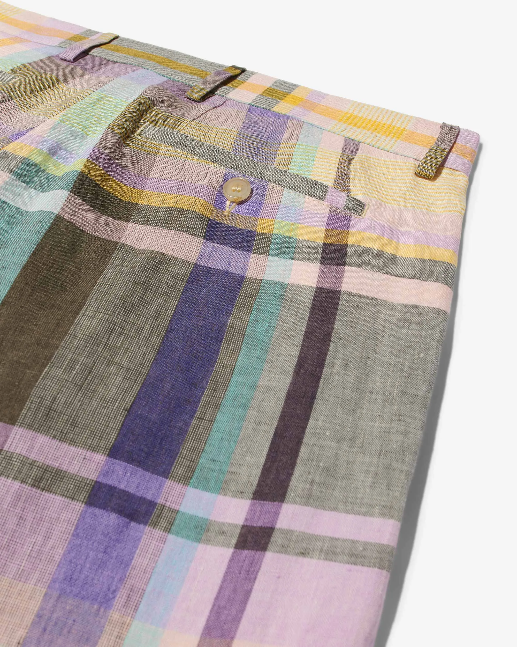 Double-Pleat Madras Trousers sold by Noah NYC product image thumbnail 4