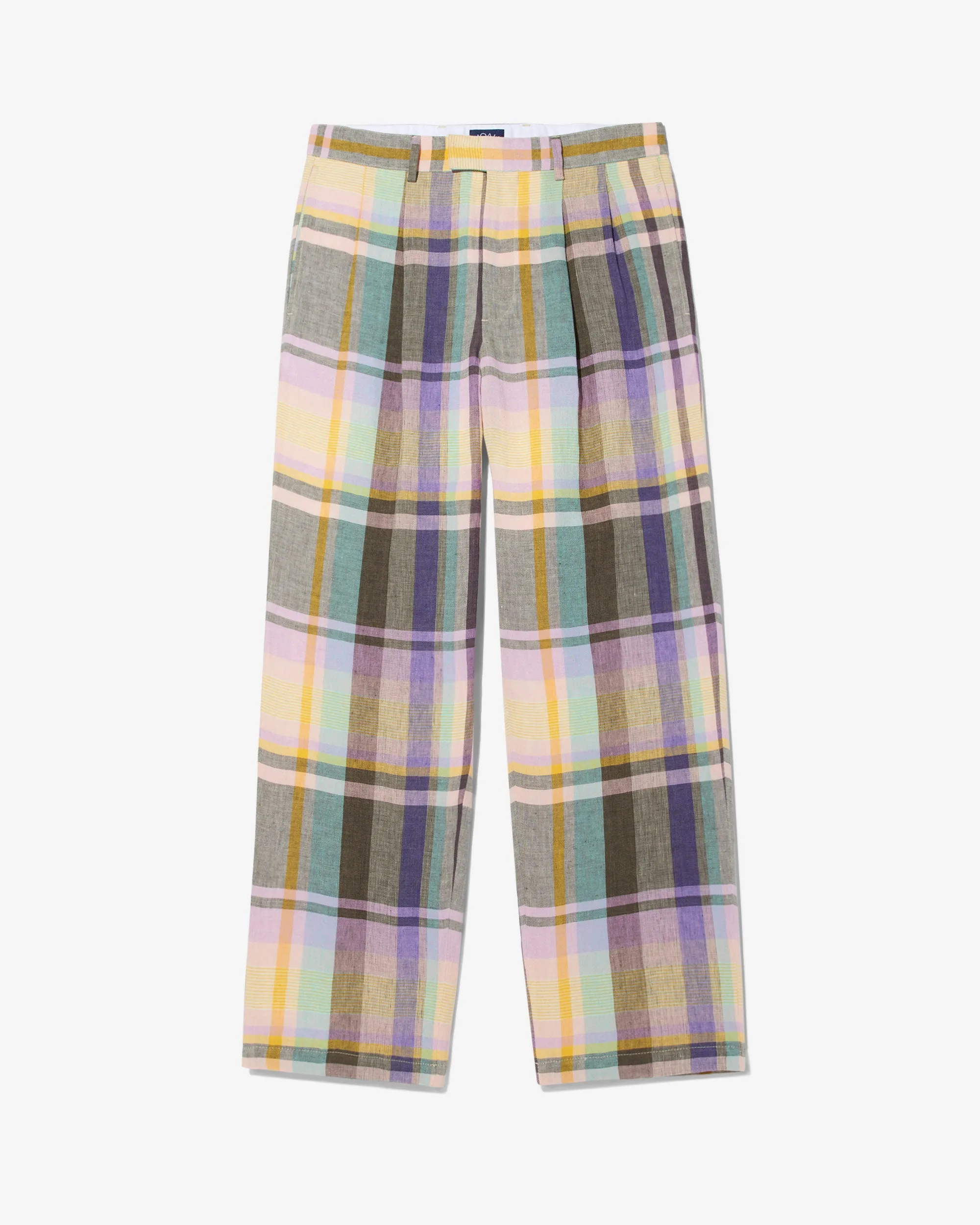 Double-Pleat Madras Trousers sold by Noah NYC