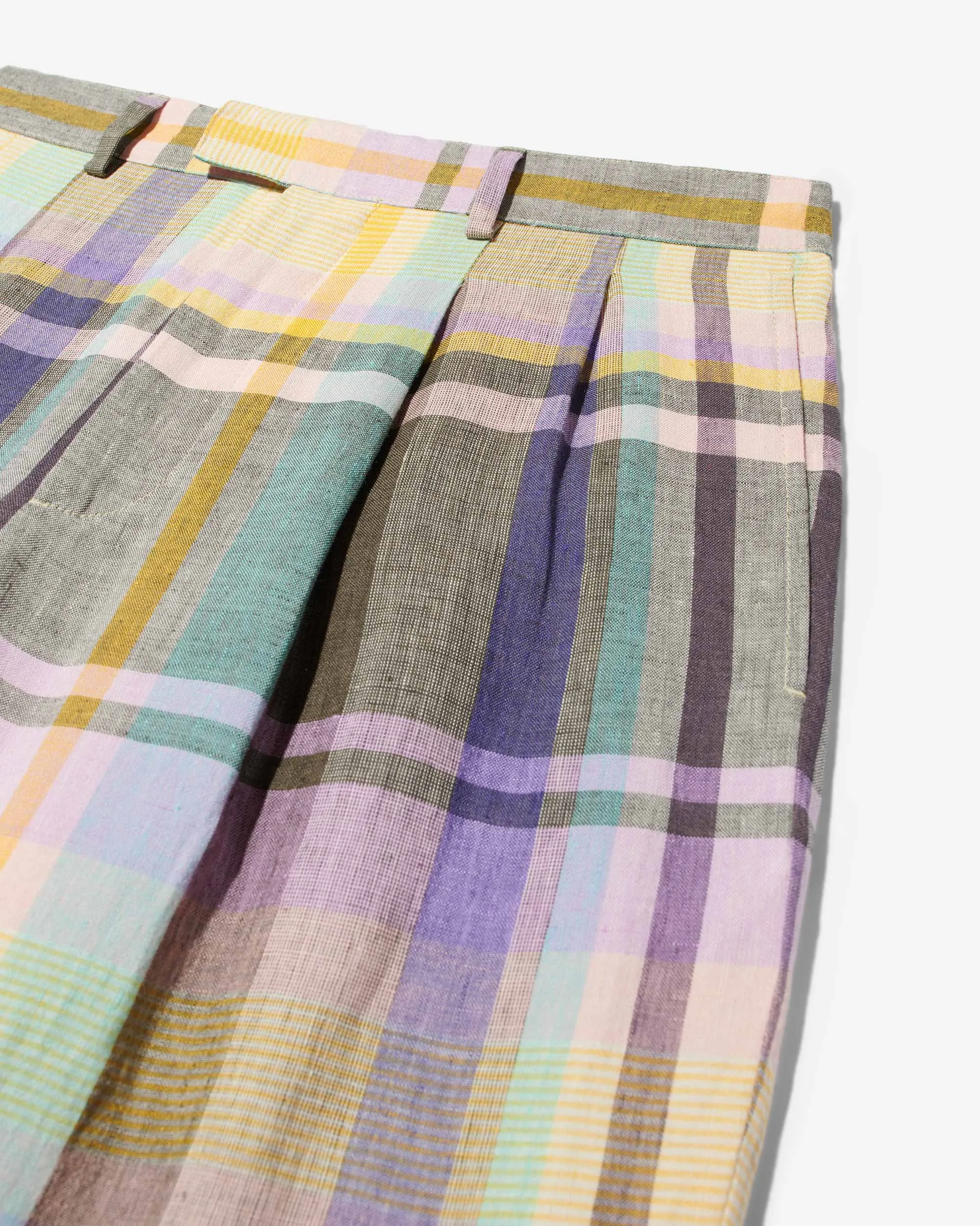 Double-Pleat Madras Trousers sold by Noah NYC product image thumbnail 3