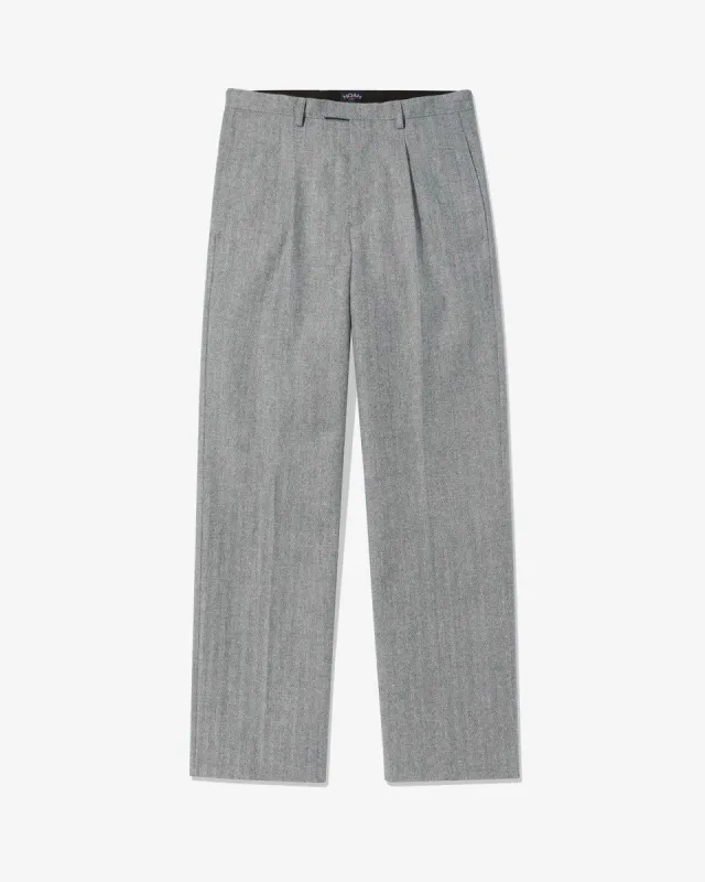Single-Pleat Herringbone Donegal Trousers sold by Noah NYC