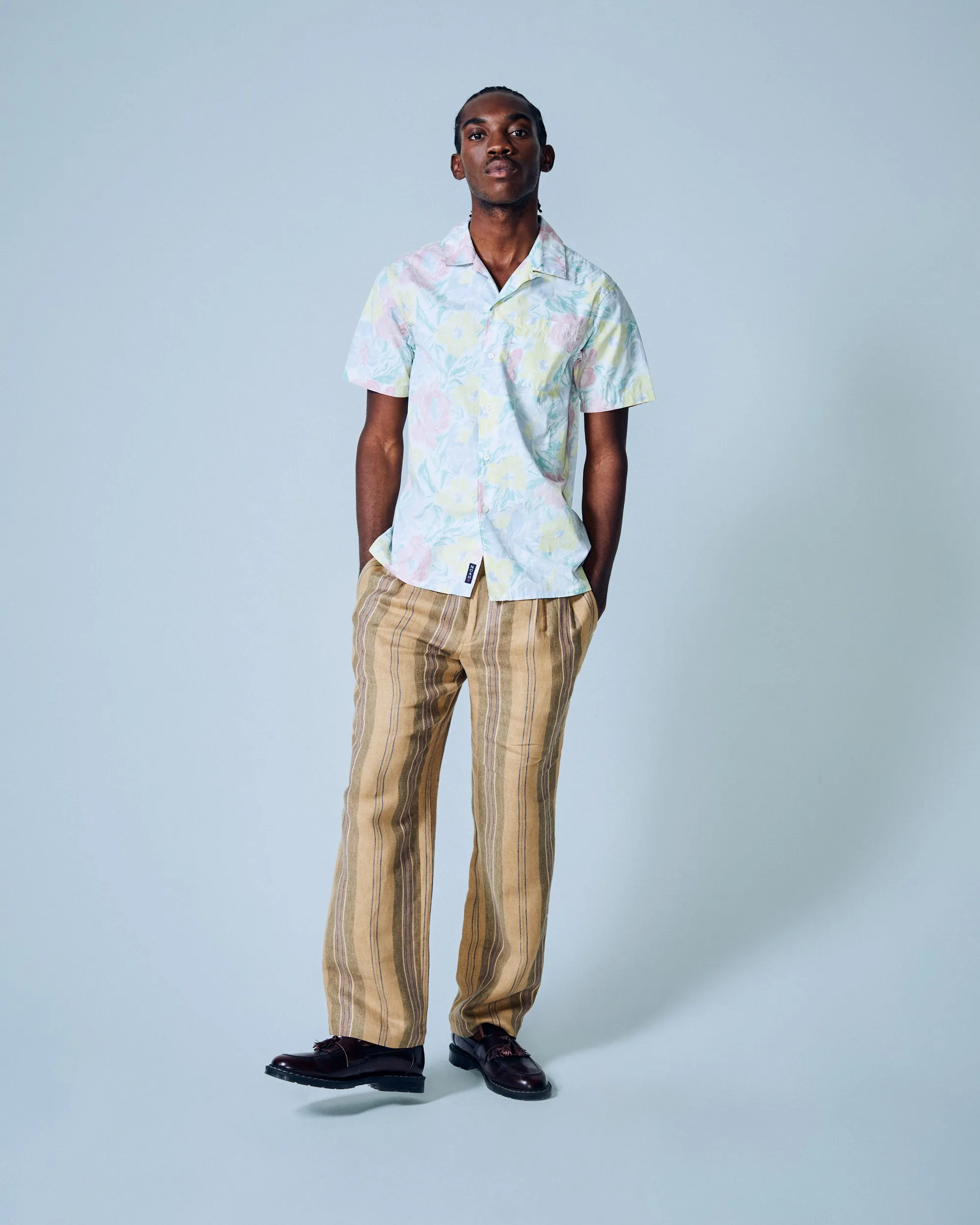 Linen Double-Pleat Trousers sold by Noah NYC product image thumbnail 5