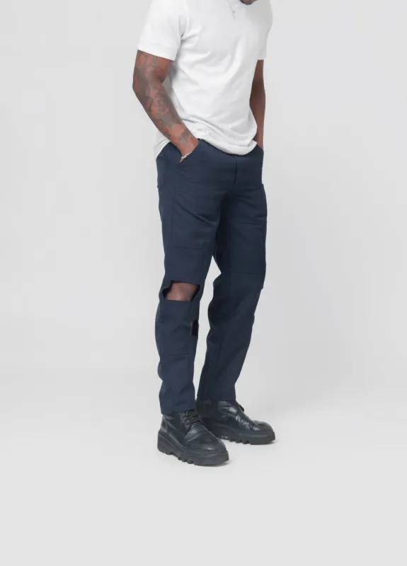 Wool Cut Out Pant Navy FL-P015-W23 sold by Nomad