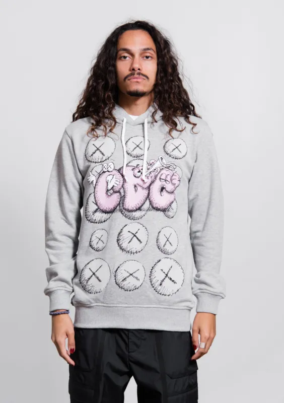 Kaws CDG Logo Hoodie Grey T001 made by Comme des Garcons