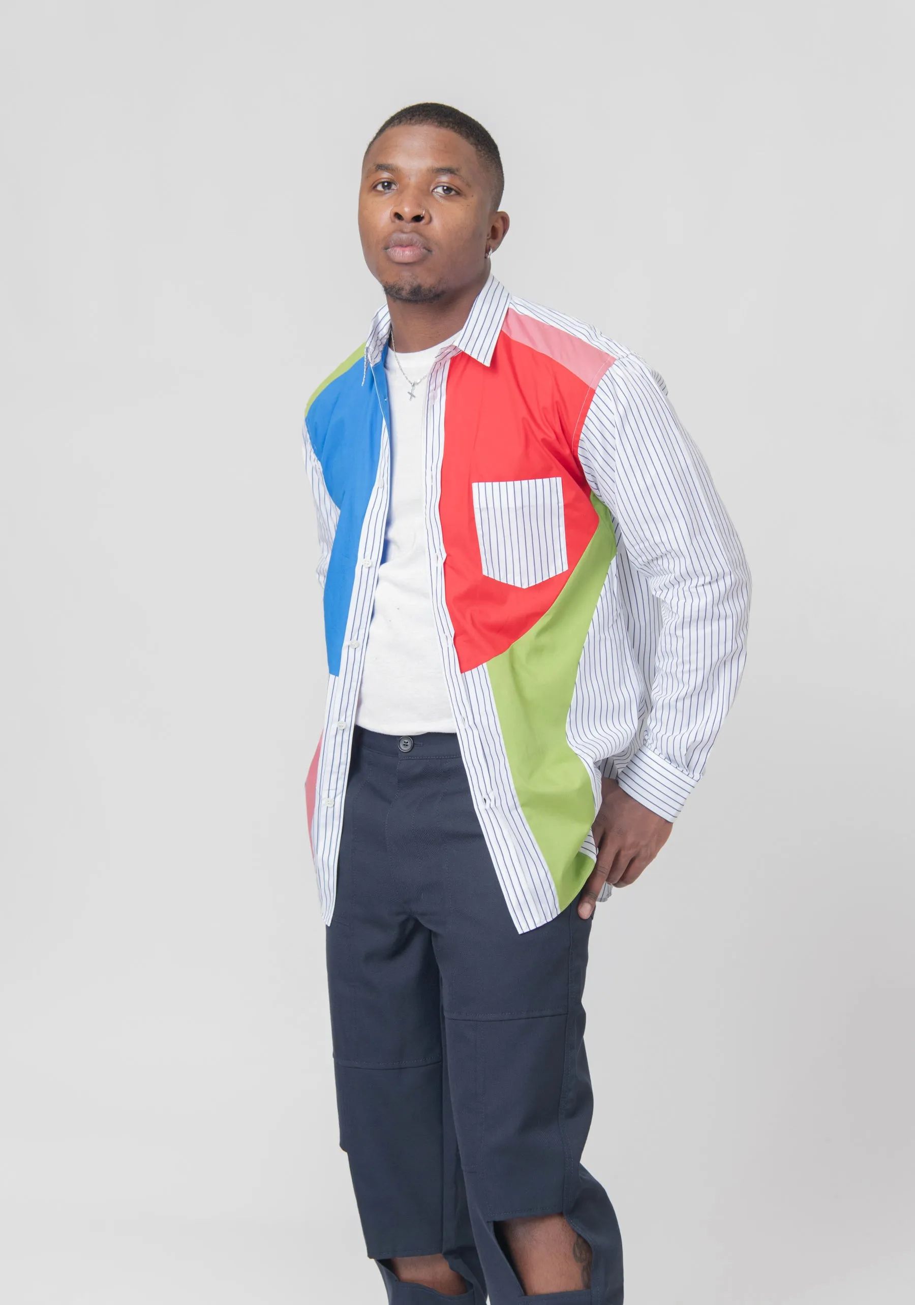 Colour Block Striped Shirt FL-B031-W23 sold by Nomad product image thumbnail 4