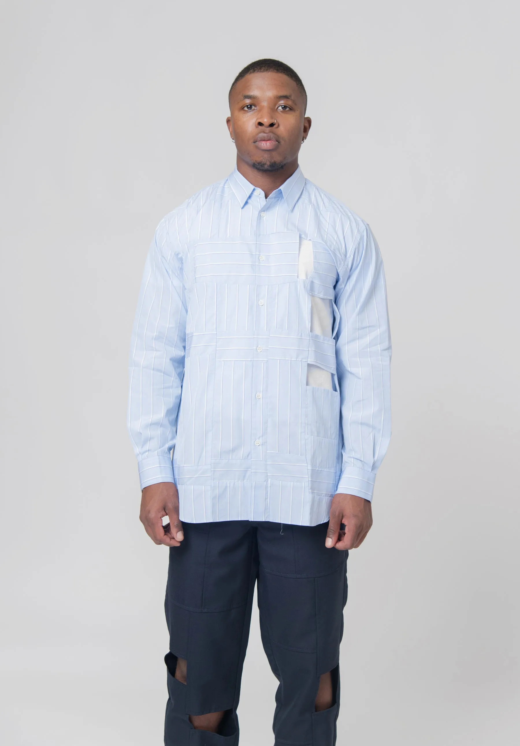 Cut Out Thick Striped Shirt Blue FL-B054-W23 sold by Nomad product image thumbnail 3