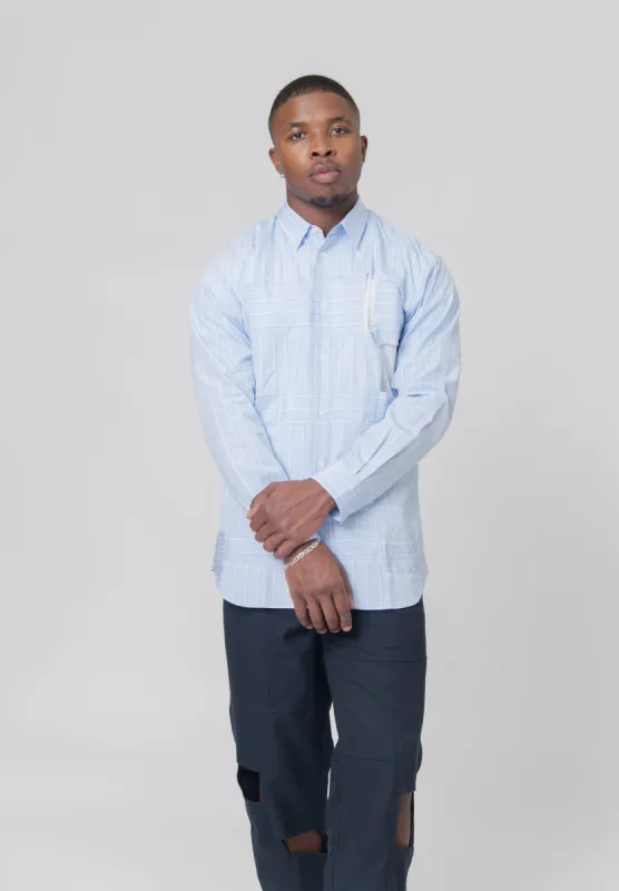 Cut Out Thick Striped Shirt Blue FL-B054-W23 sold by Nomad