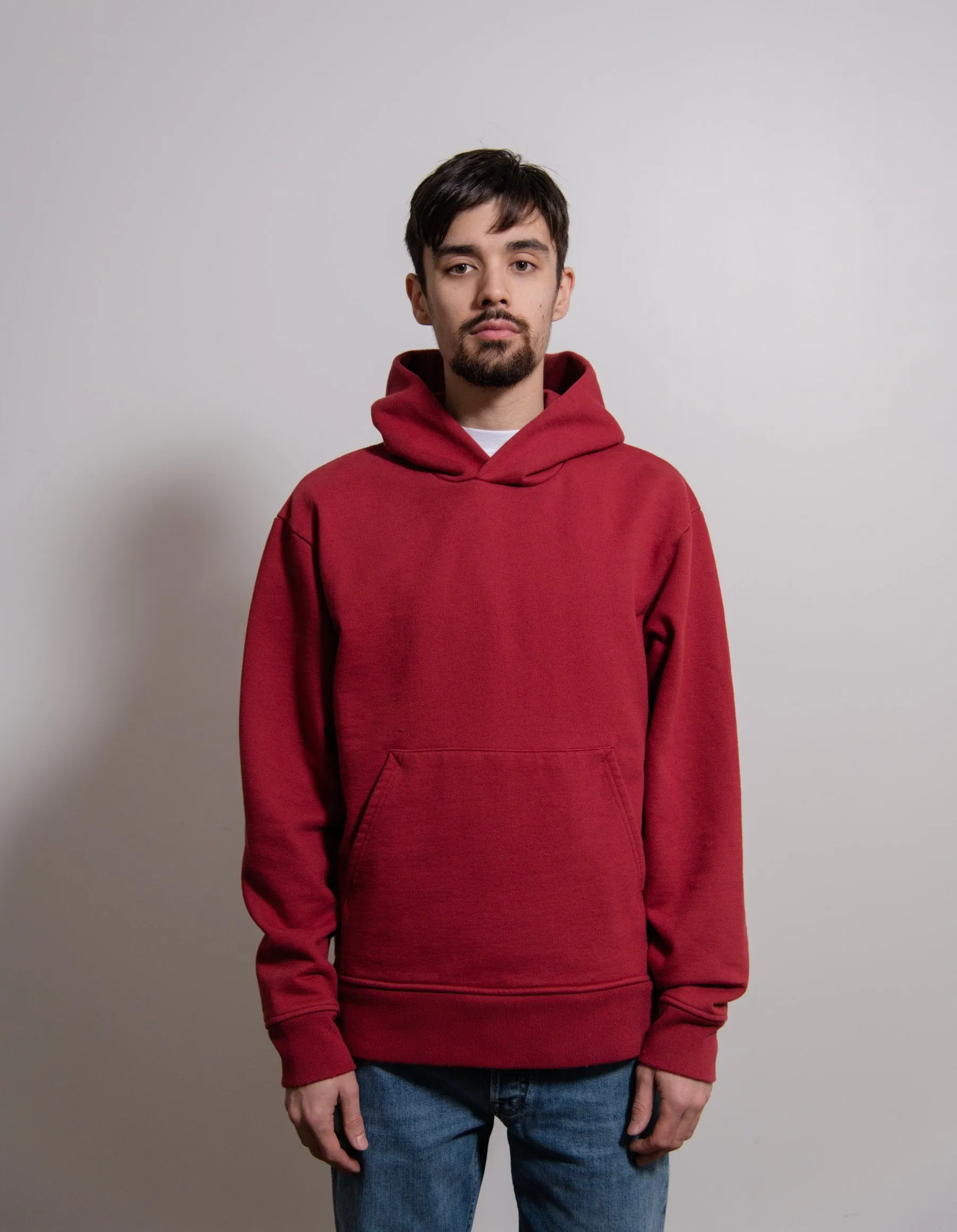 Heavyweight Brushed Cotton Hoodie Burgundy SWEA000092 sold by Nomad