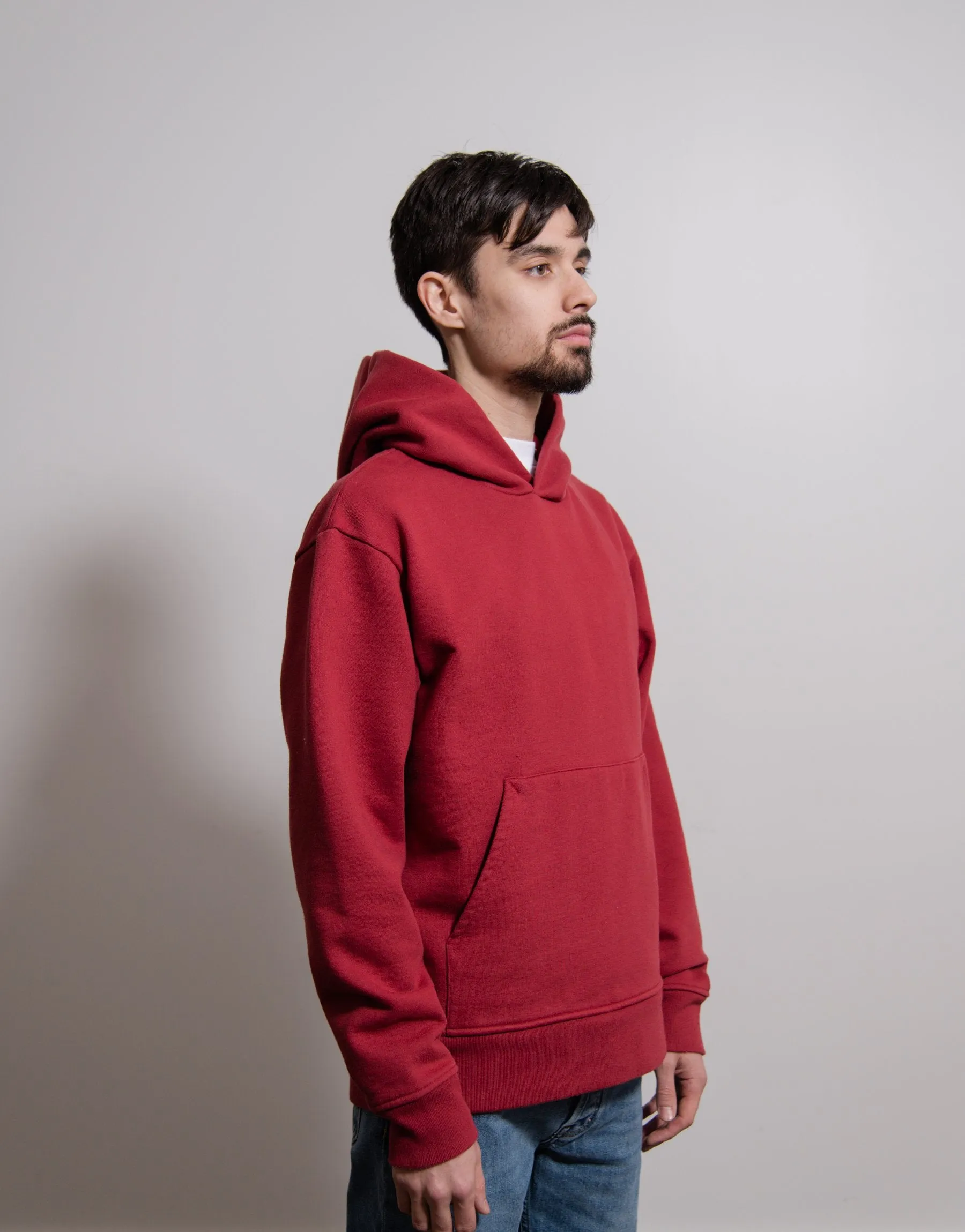 Heavyweight Brushed Cotton Hoodie Burgundy SWEA000092 sold by Nomad product image thumbnail 3