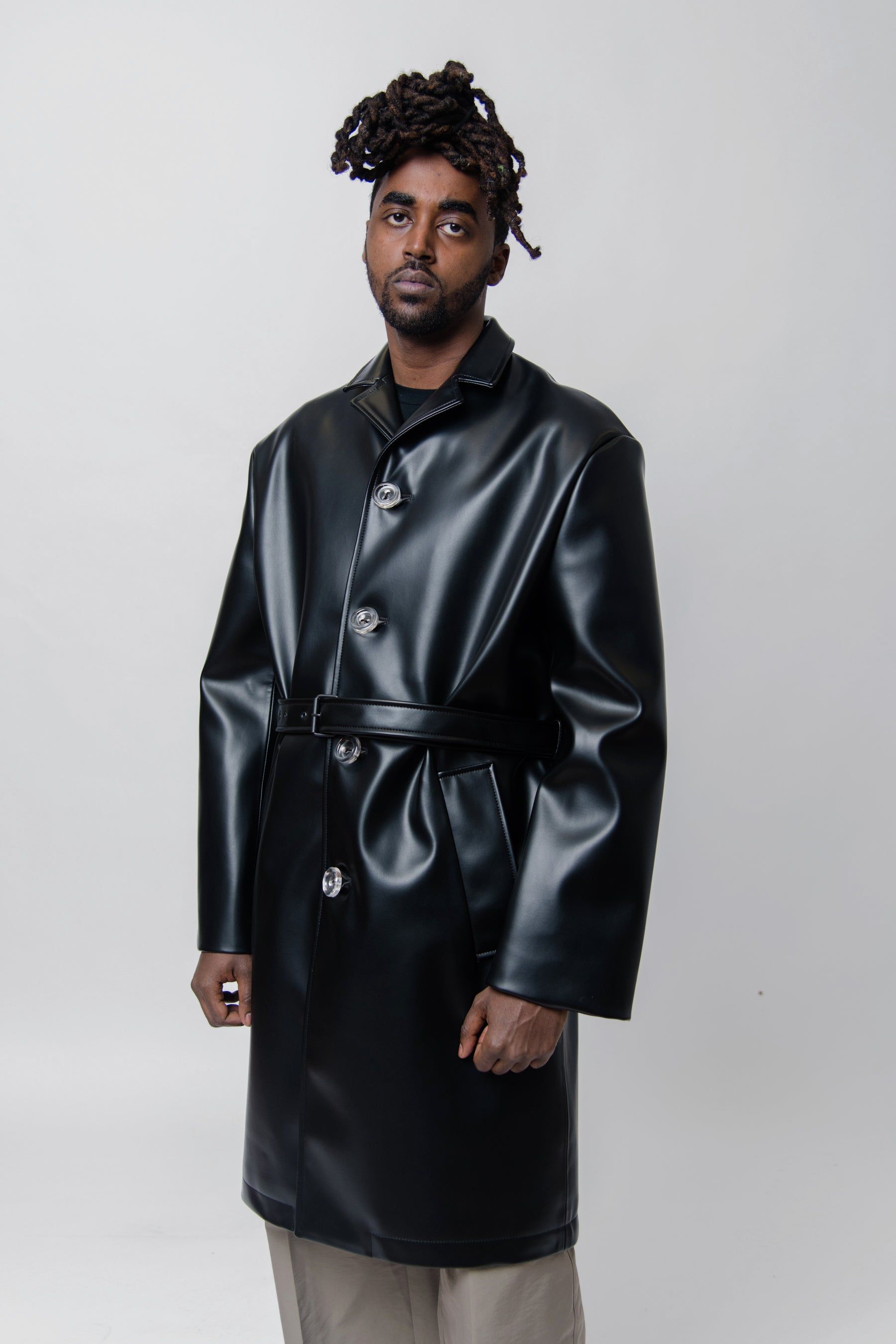 Belted Coat Black OUTW000892 sold by Nomad