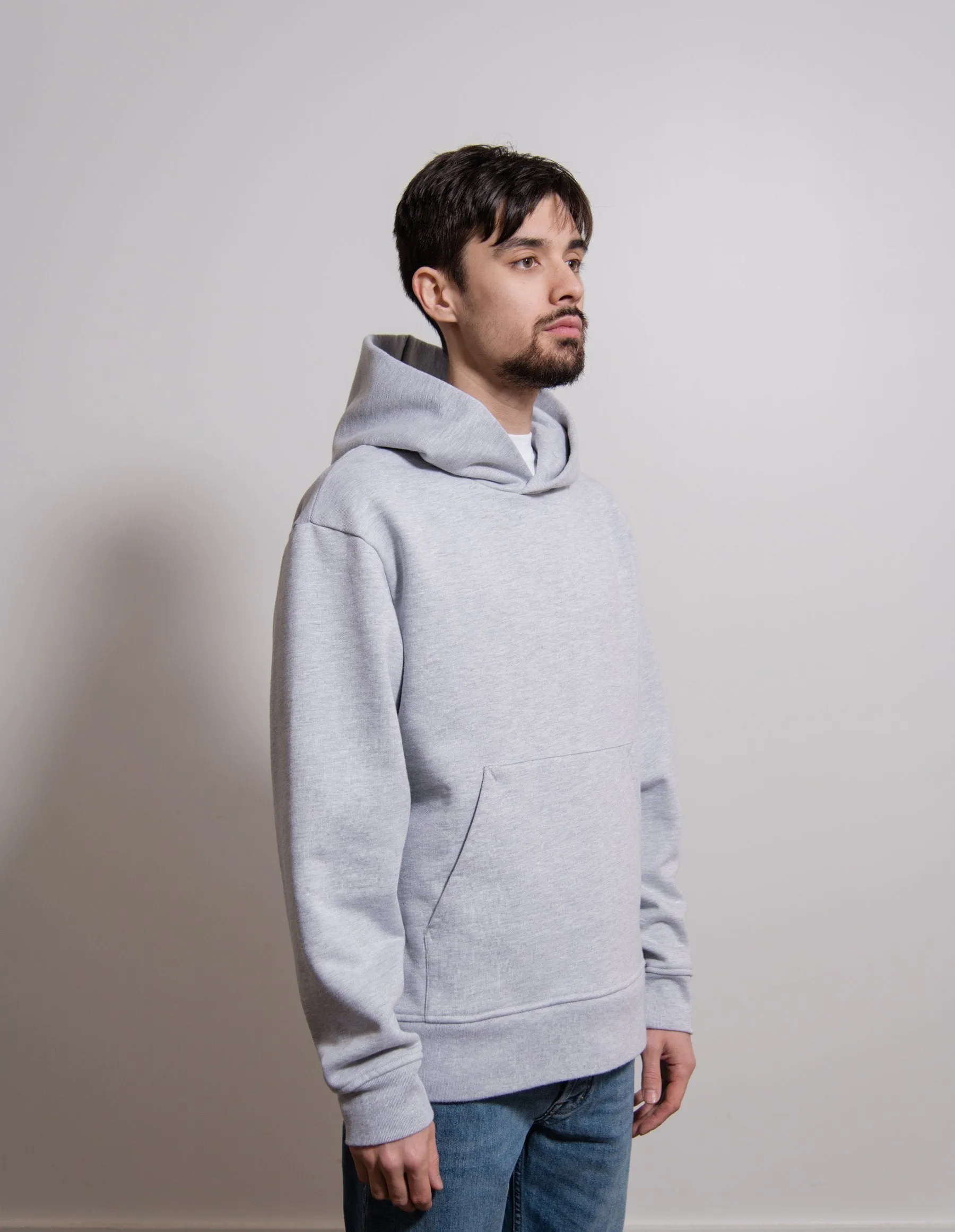 Heavyweight Brushed Cotton Hoodie Grey Melange SWEA000092 sold by Nomad product image thumbnail 3