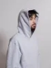 Heavyweight Brushed Cotton Hoodie Grey Melange SWEA000092 sold by Nomad