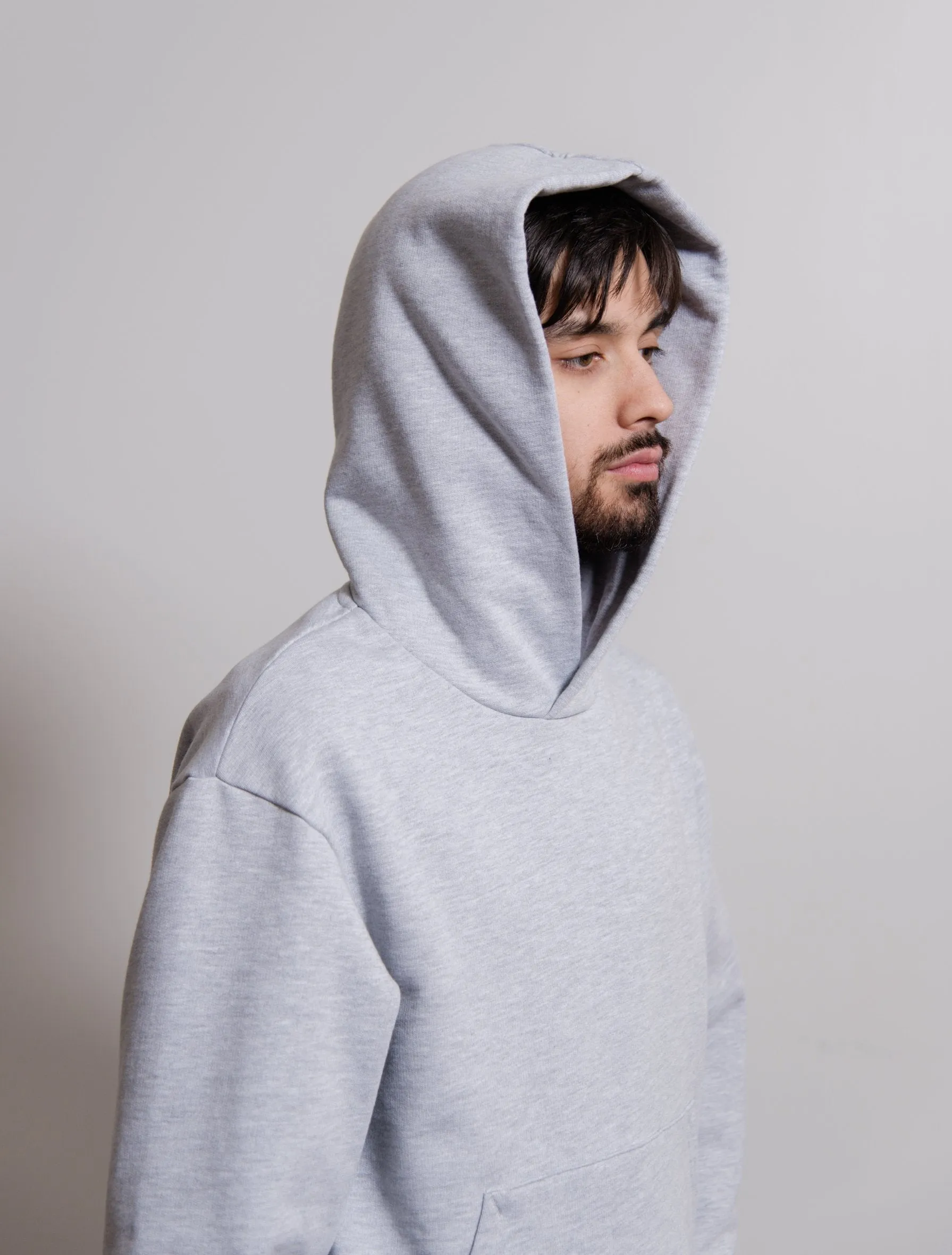 Heavyweight Brushed Cotton Hoodie Grey Melange SWEA000092 sold by Nomad product image thumbnail 5