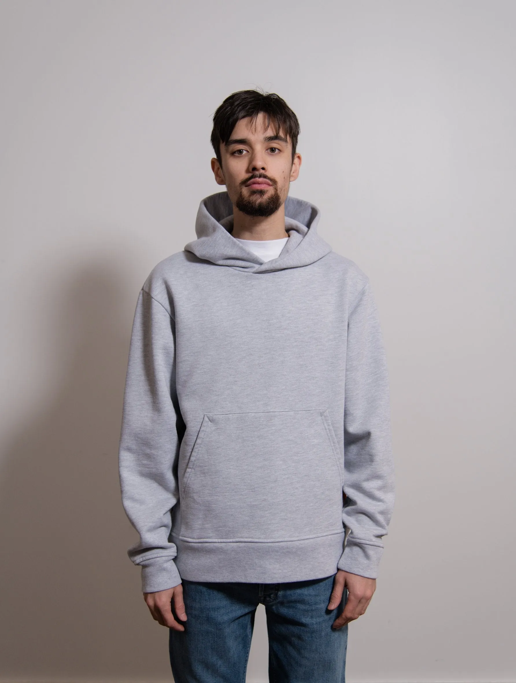 Heavyweight Brushed Cotton Hoodie Grey Melange SWEA000092 sold by Nomad