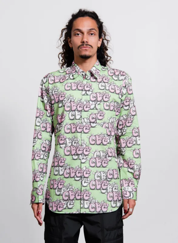 Kaws CDG Logo Print Shirt Green B033 sold by Nomad