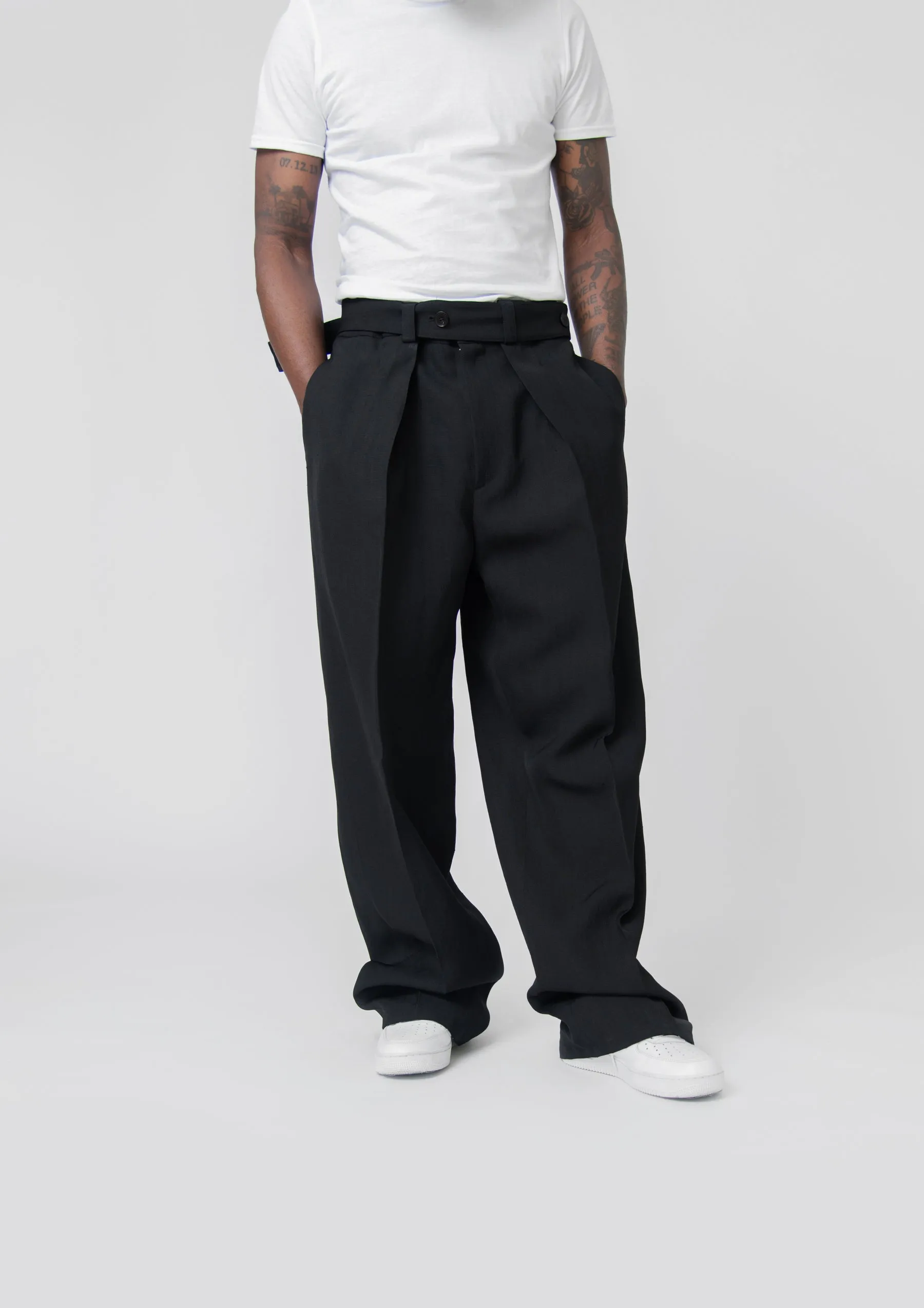 Belted Viscose Silk Trouser Black J22KA0104 sold by Nomad