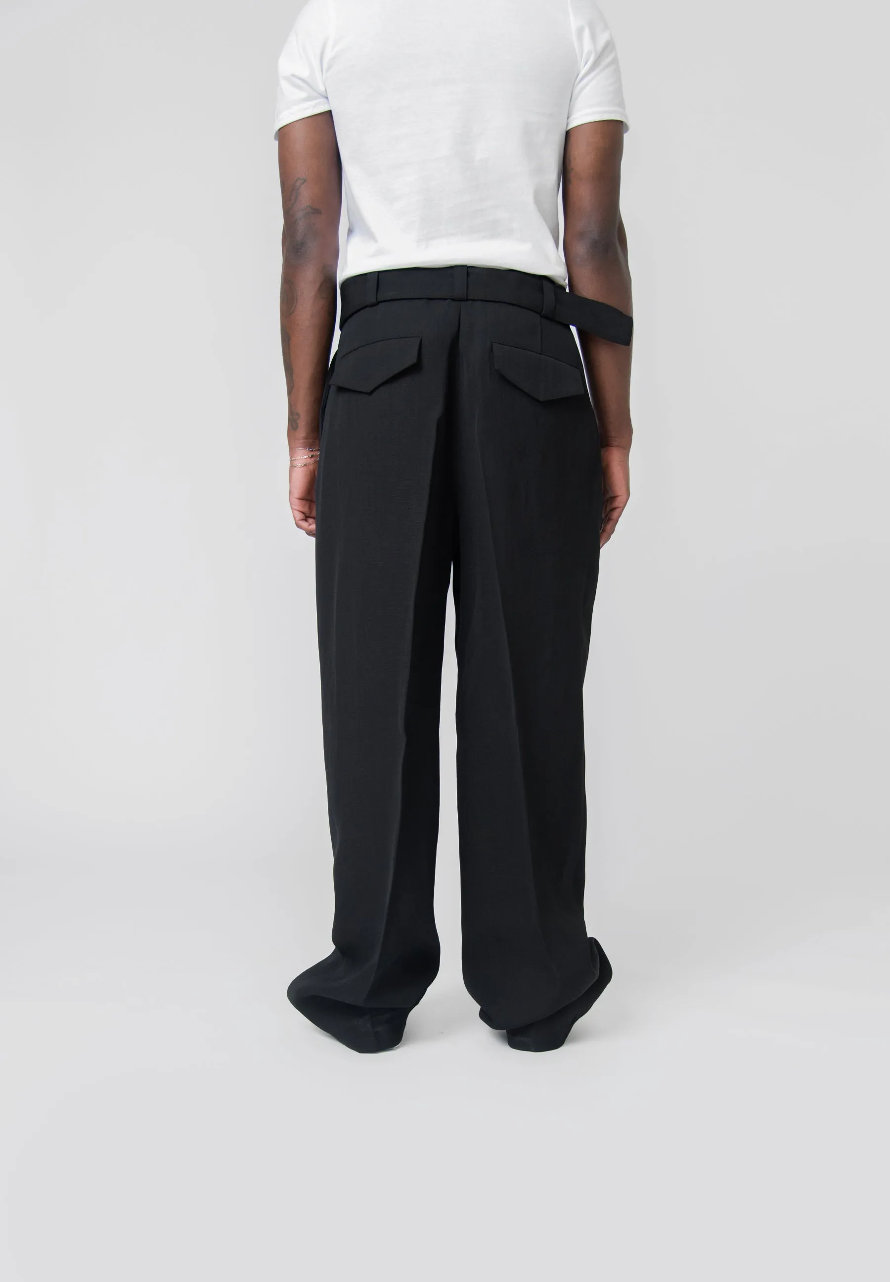 Belted Viscose Silk Trouser Black J22KA0104 sold by Nomad product image thumbnail 2