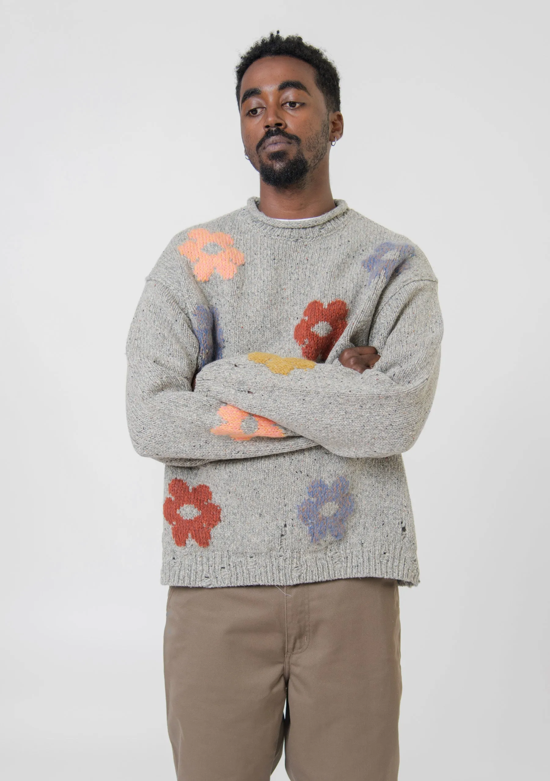 Daisy Jacquard Knit Sweater Grey Melange KNIT000411 sold by Nomad product image thumbnail 3