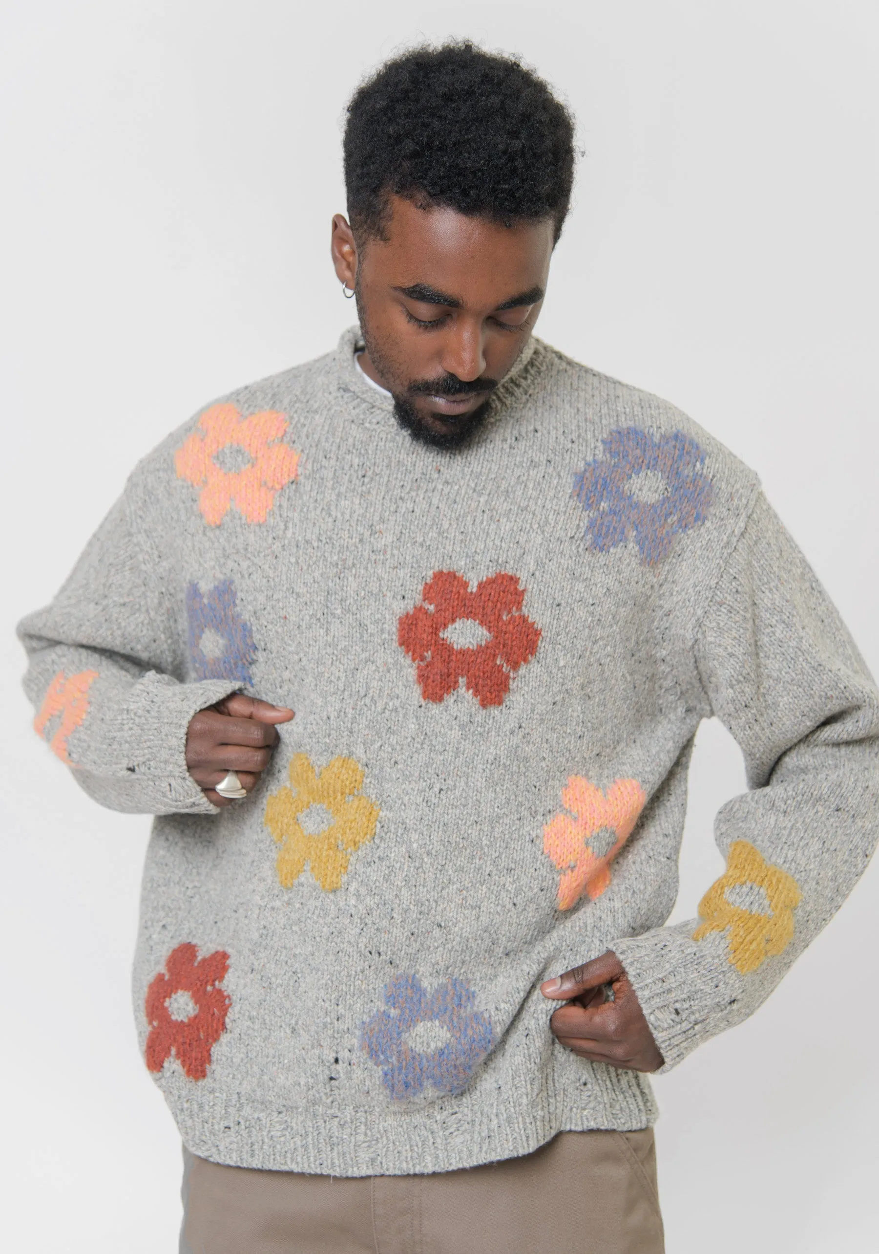 Daisy Jacquard Knit Sweater Grey Melange KNIT000411 sold by Nomad product image thumbnail 2