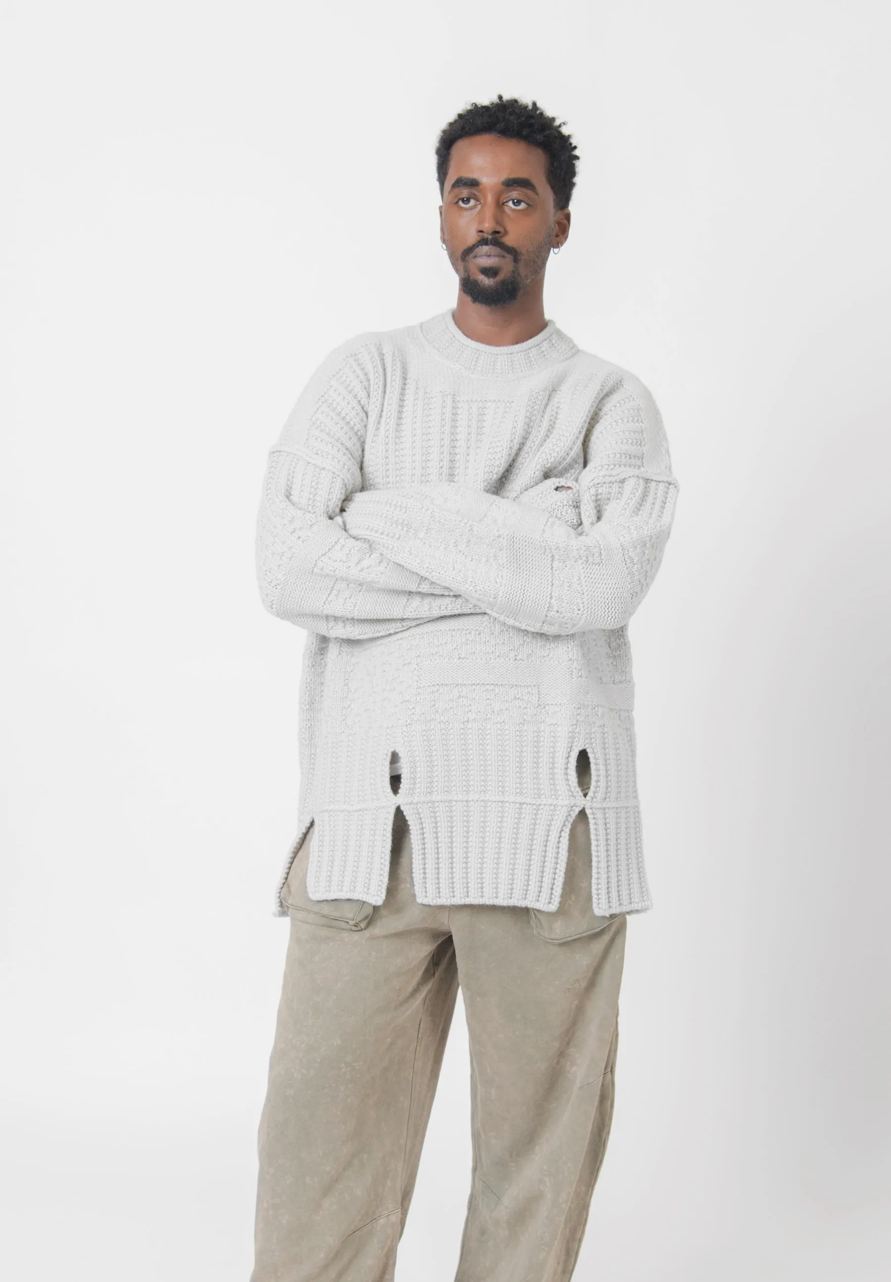 Textured Knit Mockneck Sweater Bone ACWMK150 sold by Nomad product image thumbnail 3