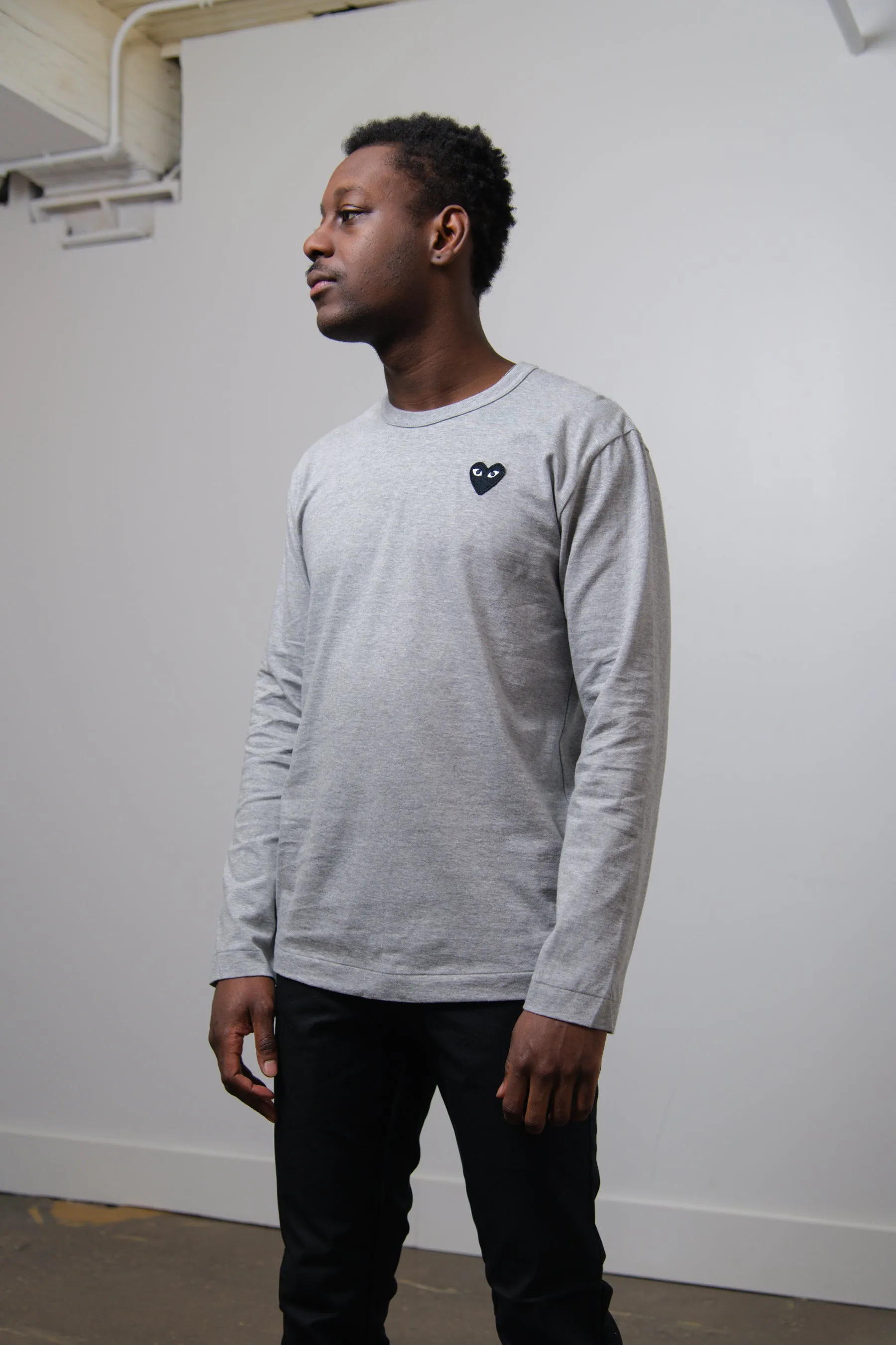 Long Sleeve Emblem Tee Grey/Black T122 sold by Nomad