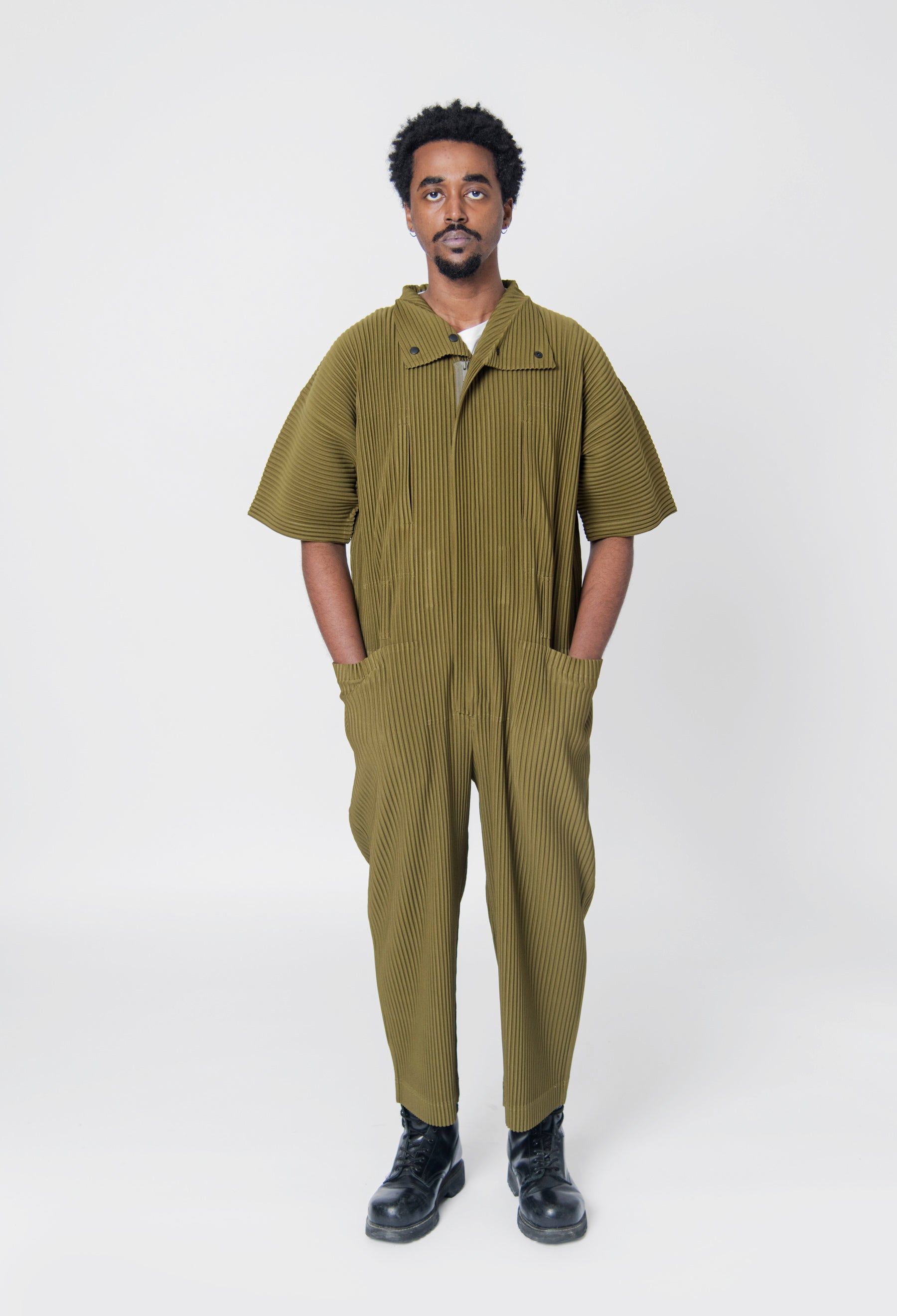 Pleats Bottoms Jumpsuit Olive Khaki JI136-69 sold by Nomad product image thumbnail 3