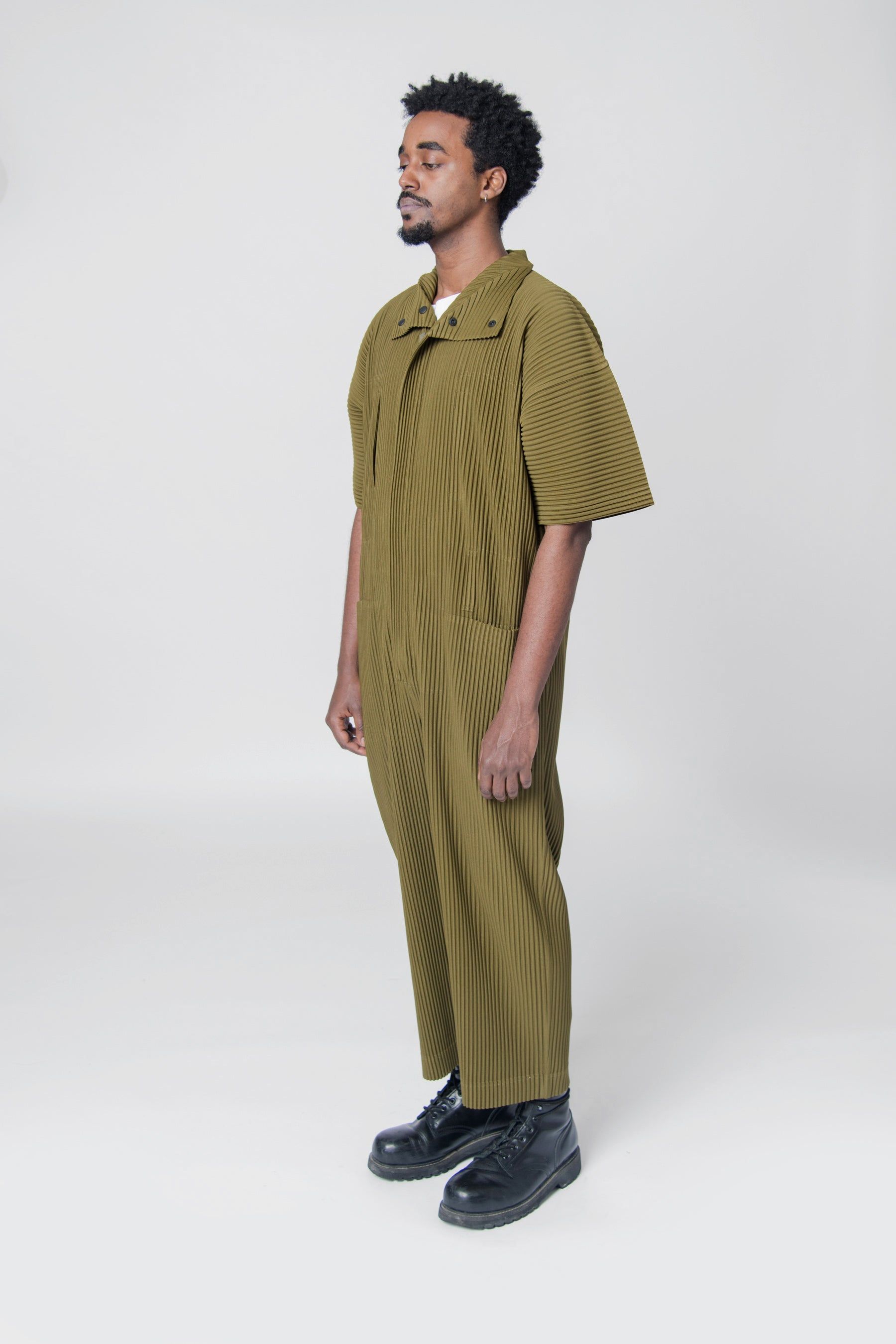 Pleats Bottoms Jumpsuit Olive Khaki JI136-69 sold by Nomad product image thumbnail 5