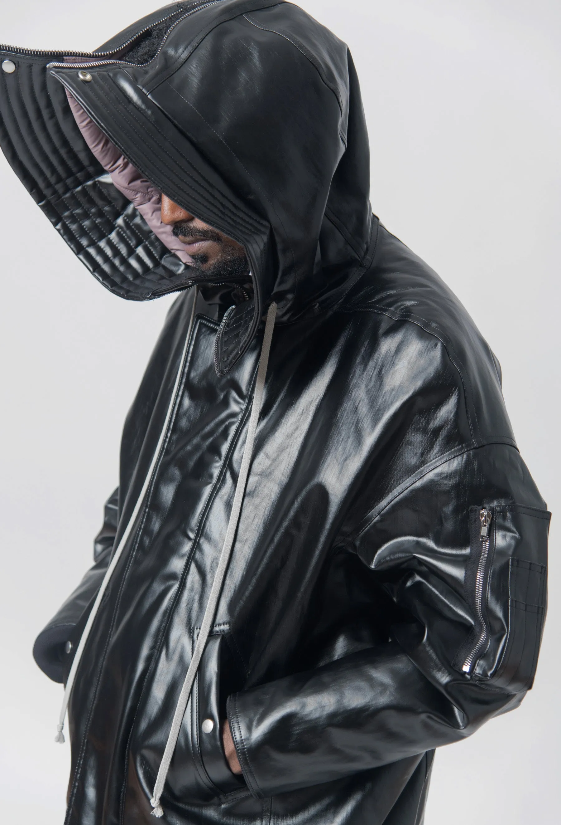 Hooded Long Bomber Jacket Black/Mauve DU02C5765-SDRUB sold by Nomad product image thumbnail 2