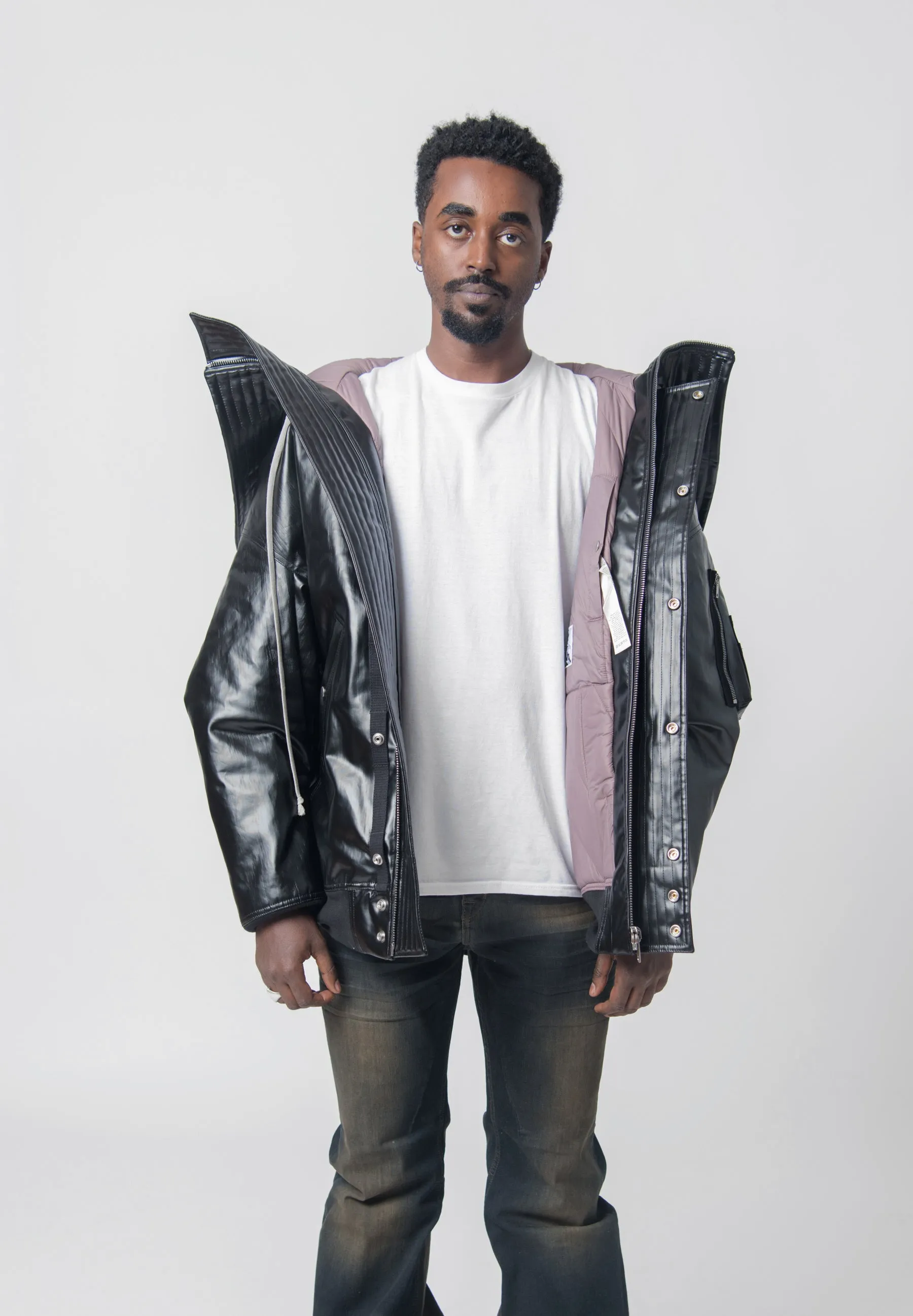 Hooded Long Bomber Jacket Black/Mauve DU02C5765-SDRUB sold by Nomad product image thumbnail 4