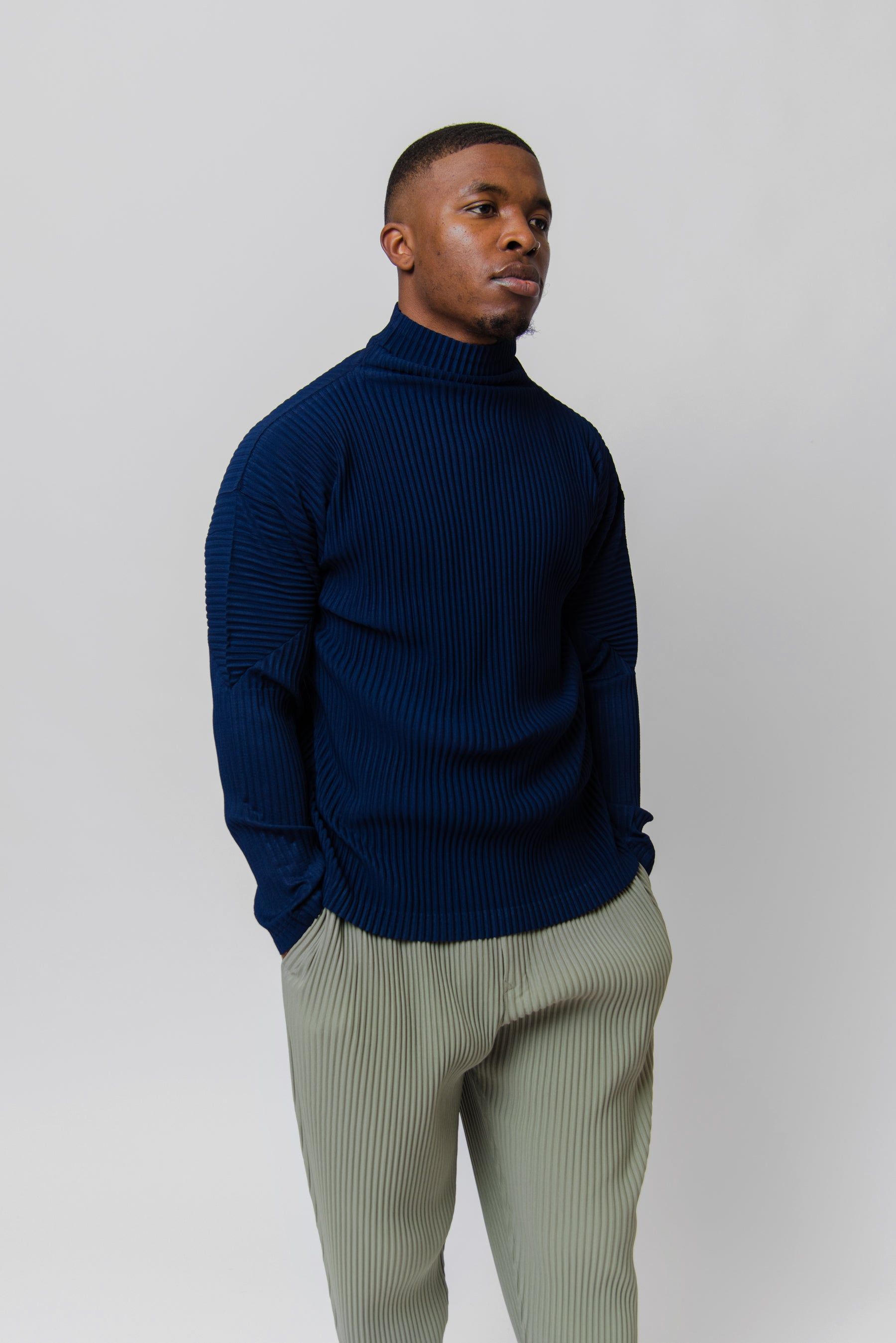 MC December Pleated High Neck Sweater Nocturne Navy JK128-77 sold by Nomad product image thumbnail 4
