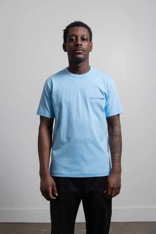 Short Sleeve Chest Print Logo Tee Blue T020 sold by Nomad