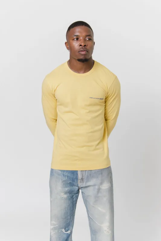 Long Sleeve Chest Print Logo Tee Yellow T019 sold by Nomad