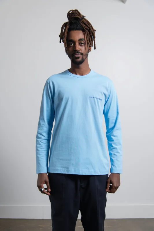 Long Sleeve Chest Print Logo Tee Blue T019 sold by Nomad