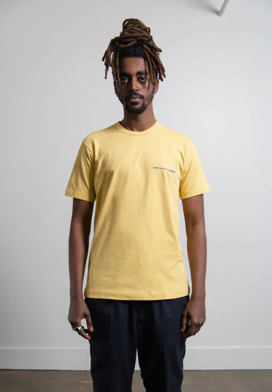 Short Sleeve Chest Print Logo Tee Yellow T020 sold by Nomad