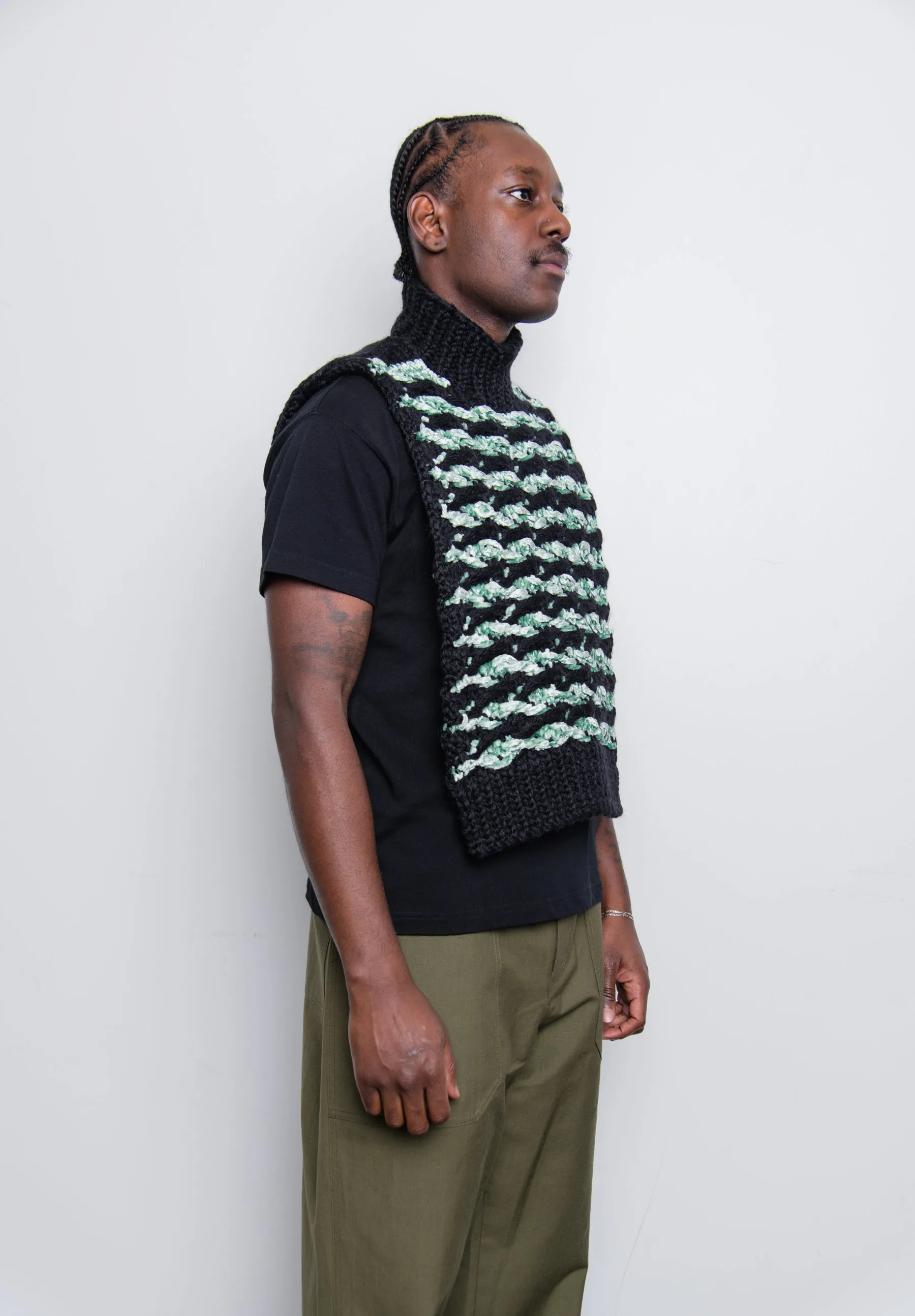 Wool Velvet Float Stitch Jacquard Bib Mint/Black sold by Nomad product image thumbnail 2