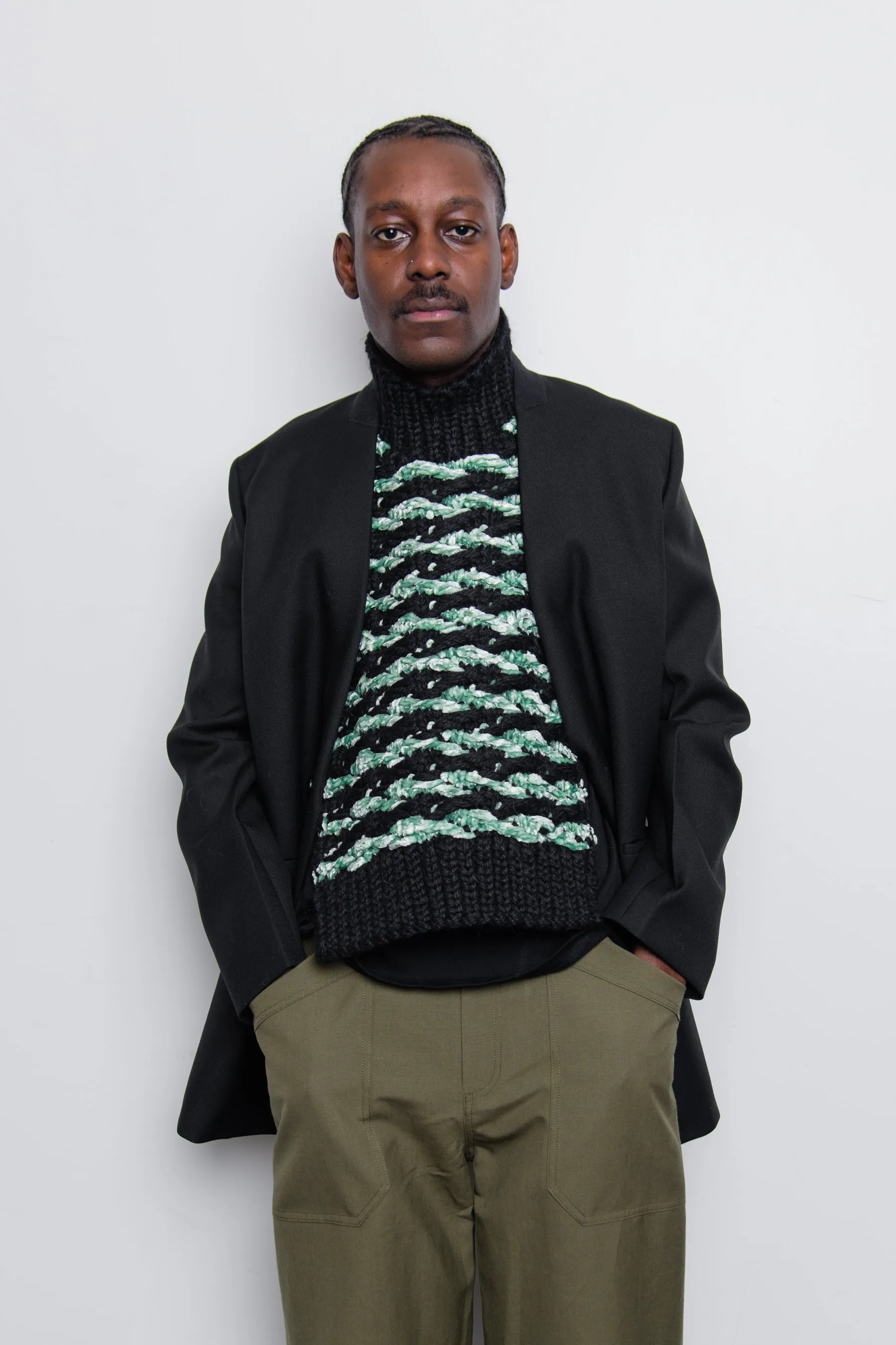 Wool Velvet Float Stitch Jacquard Bib Mint/Black sold by Nomad product image thumbnail 5