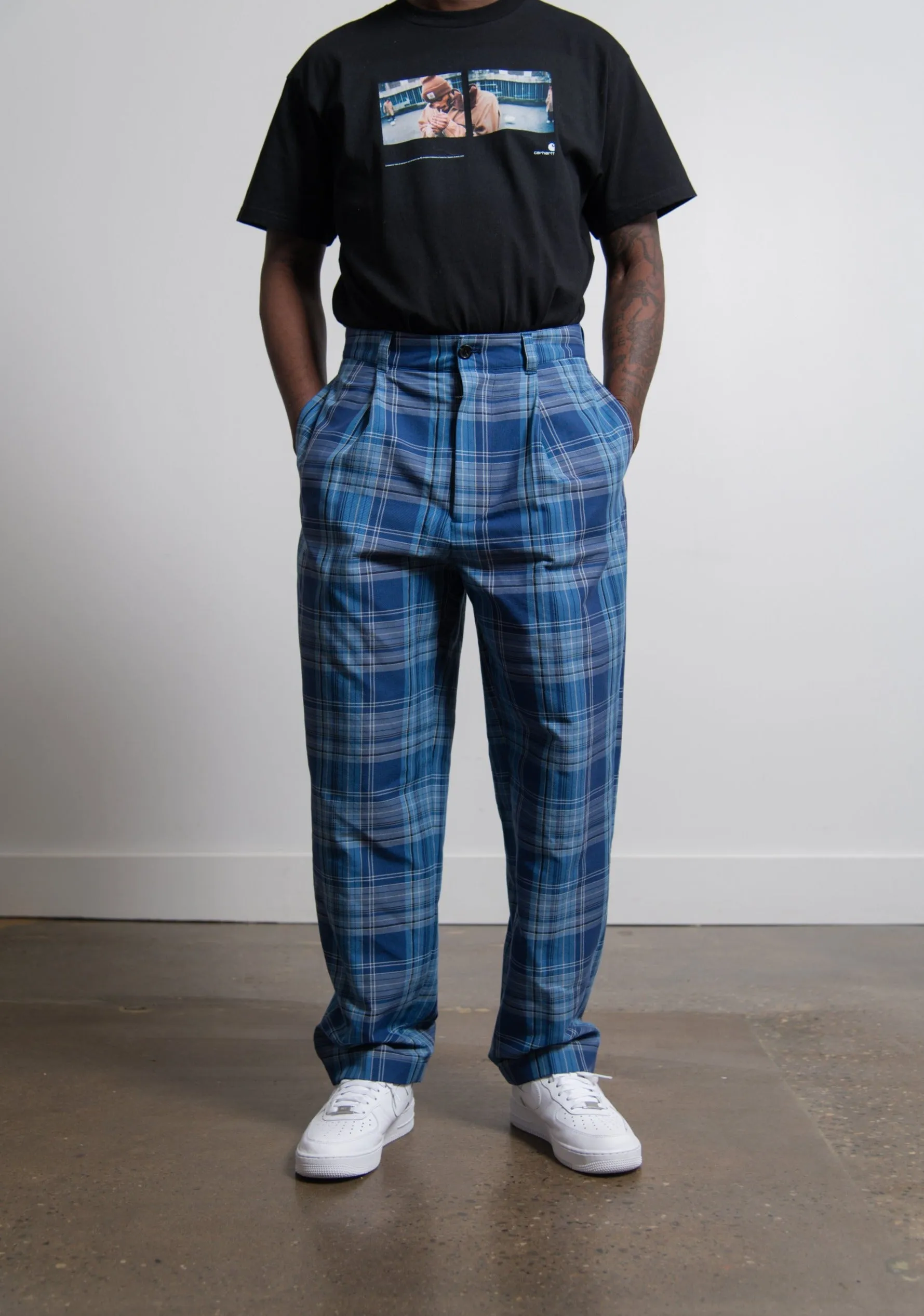 Check Trouser Blue/Navy TROU000504 sold by Nomad