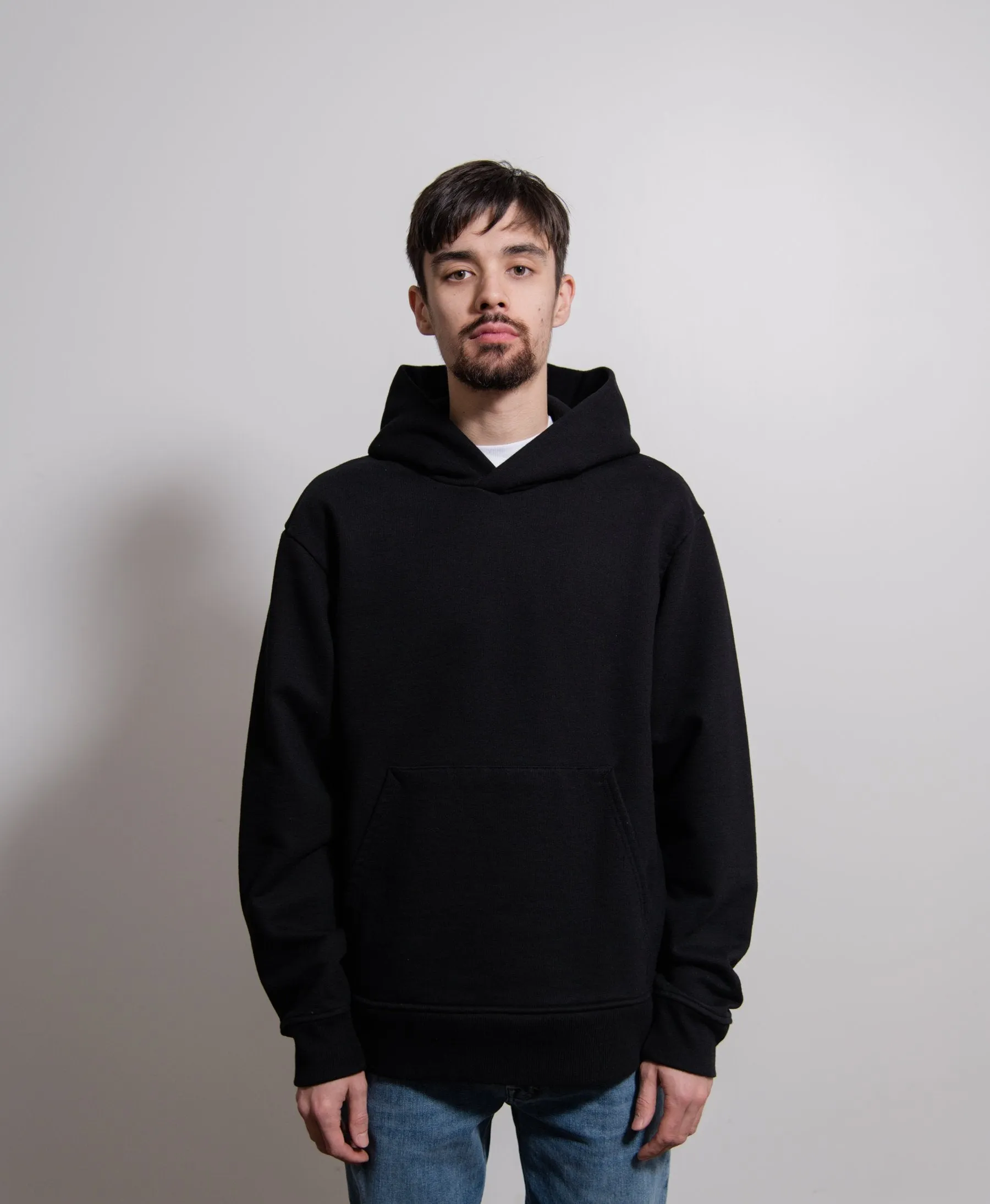 Heavyweight Brushed Cotton Hoodie Black SWEA000092 sold by Nomad
