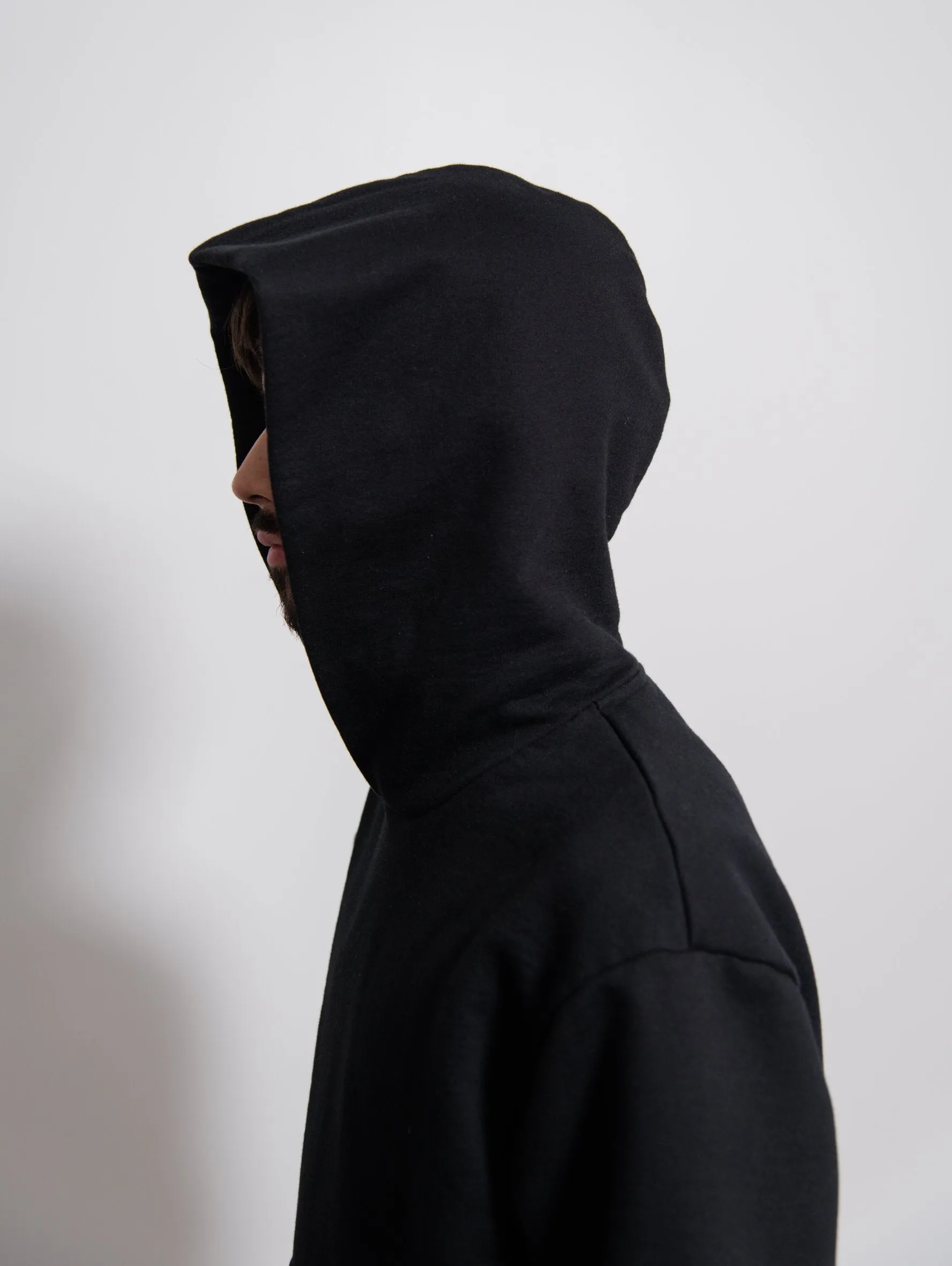 Heavyweight Brushed Cotton Hoodie Black SWEA000092 sold by Nomad product image thumbnail 5