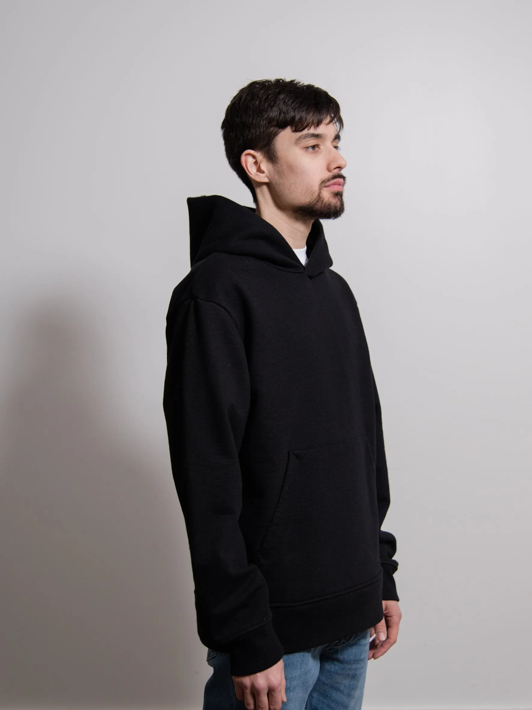 Heavyweight Brushed Cotton Hoodie Black SWEA000092 sold by Nomad product image thumbnail 3