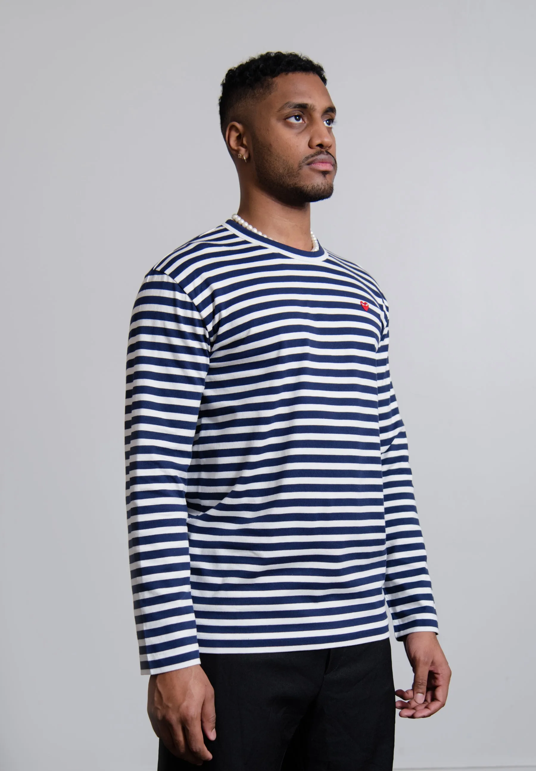 Long Sleeve Striped Emblem Tee Blue/White/Red T164 sold by Nomad product image thumbnail 2