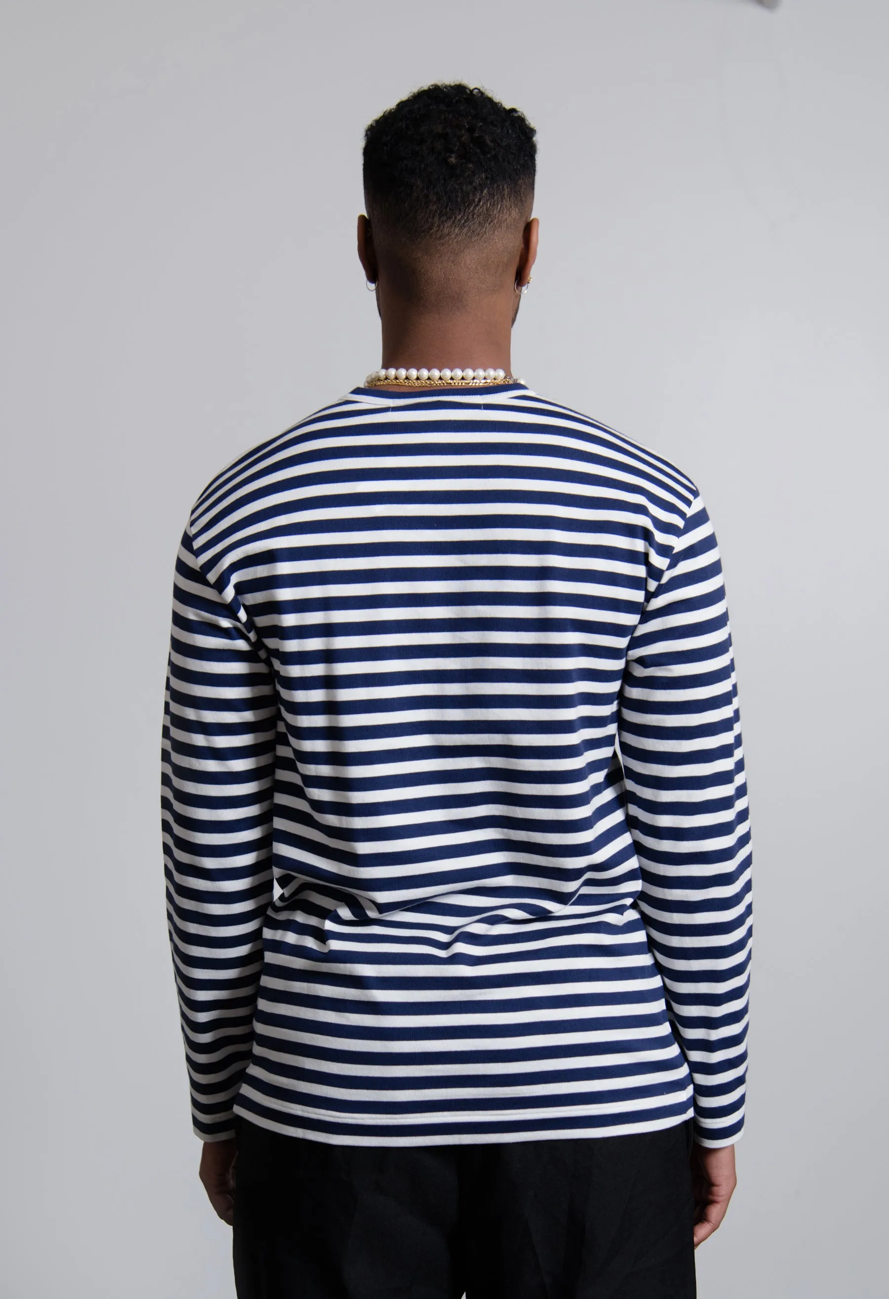 Long Sleeve Striped Emblem Tee Blue/White/Red T164 sold by Nomad product image thumbnail 3