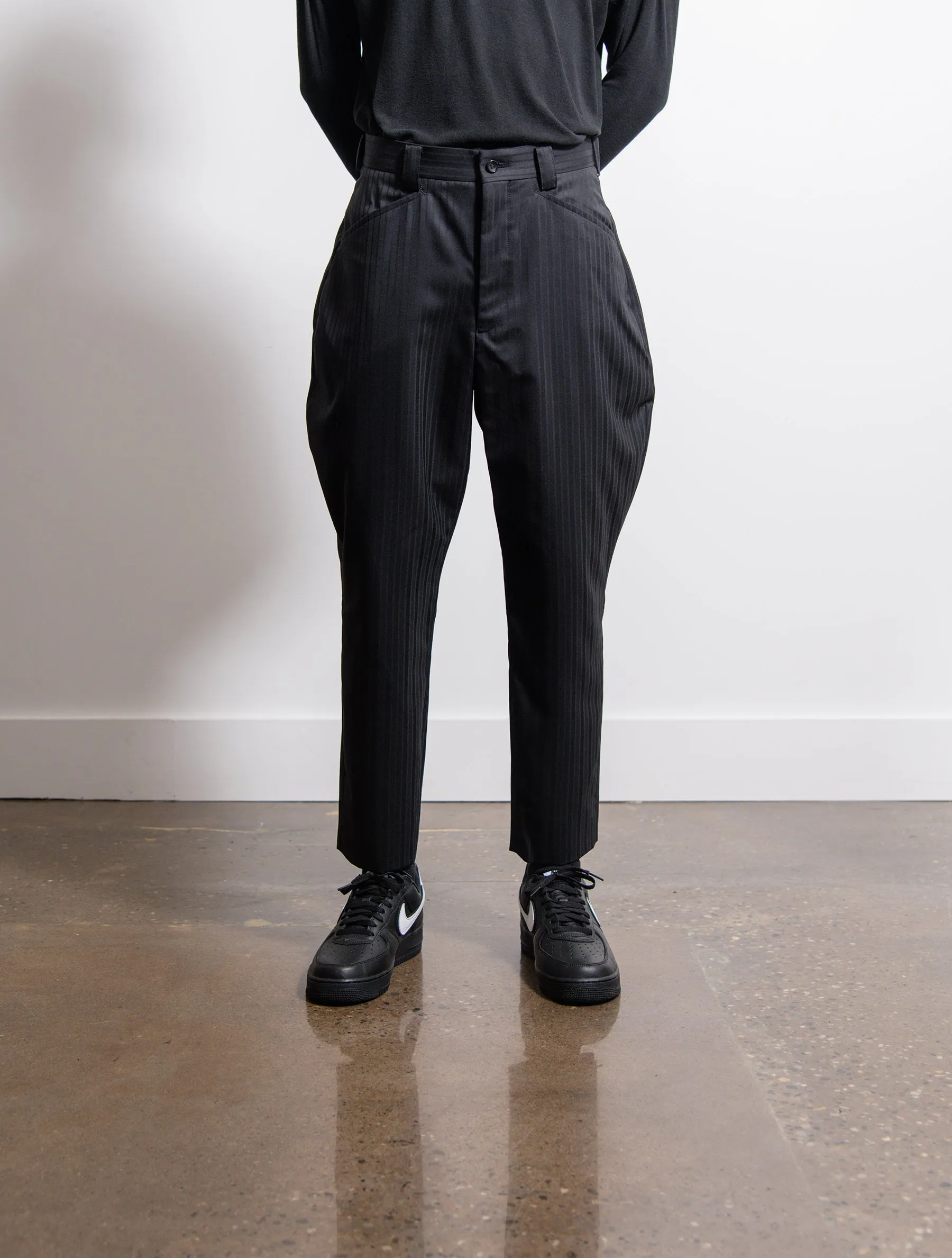 Wool Dobby Shadow Stripe Trouser Black sold by Nomad product image thumbnail 3