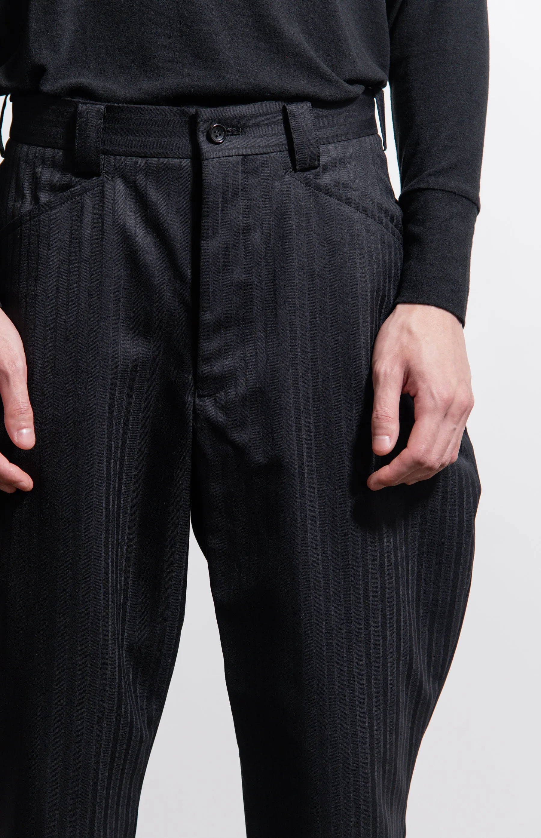 Wool Dobby Shadow Stripe Trouser Black sold by Nomad product image thumbnail 2