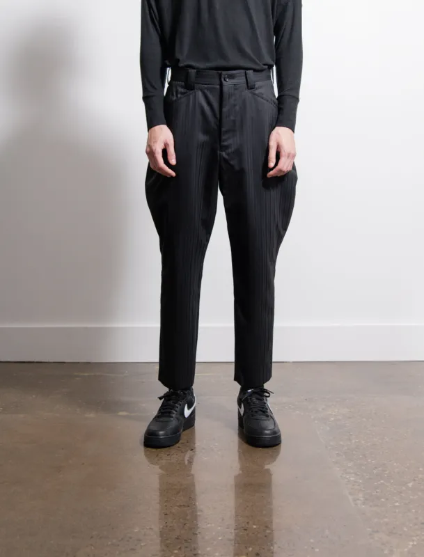 Wool Dobby Shadow Stripe Trouser Black sold by Nomad