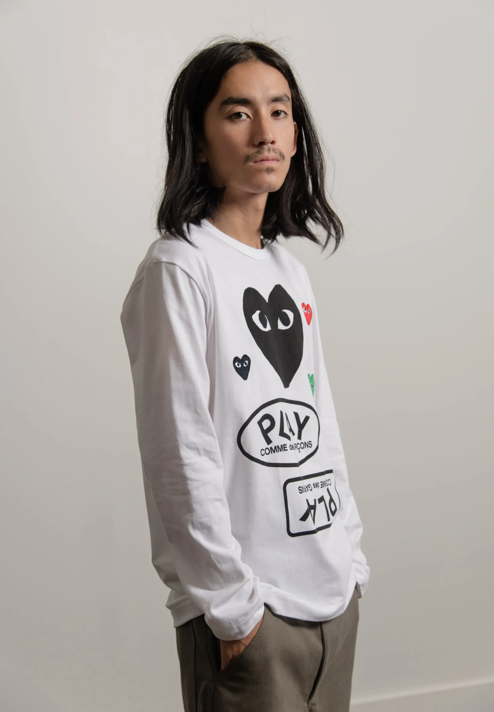 Long Sleeve Multi Emblem Tee White/Black T286 sold by Nomad product image thumbnail 3